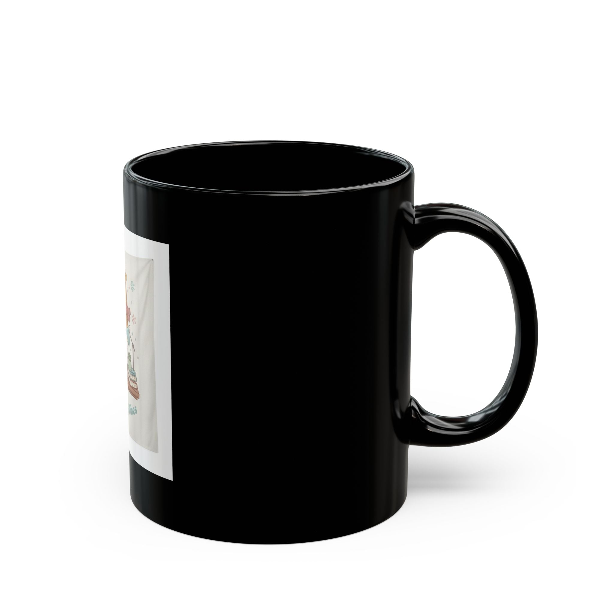 Study Buddy Vibes Panda, giraffe Black Mug 11oz