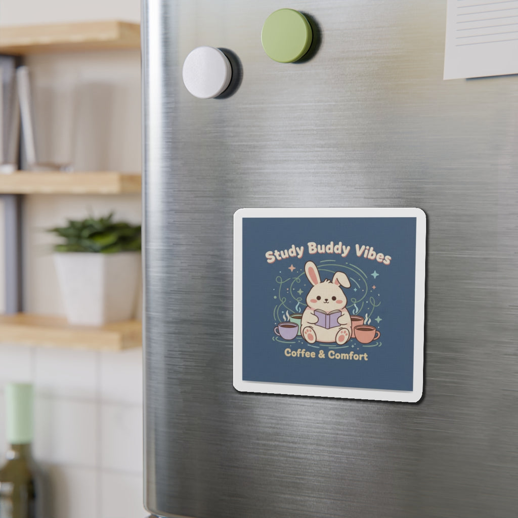 Bunny Die-Cut Magnet – Study Buddy Vibes Coffee Comfort