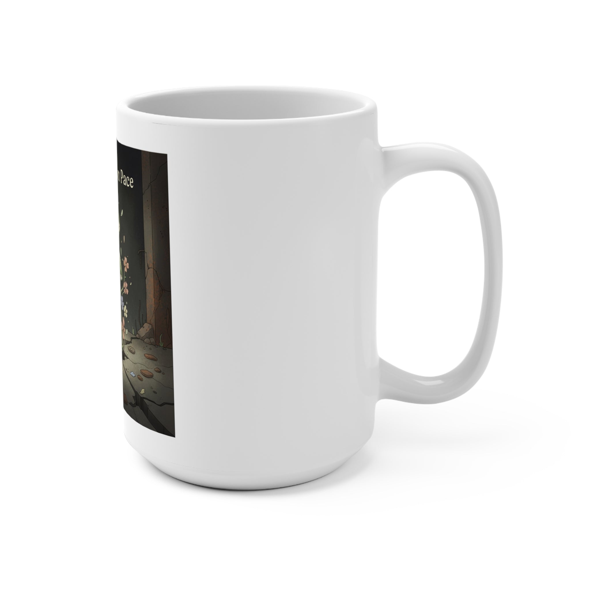 Bloom at Your Own Pace Black cat Mug 15oz