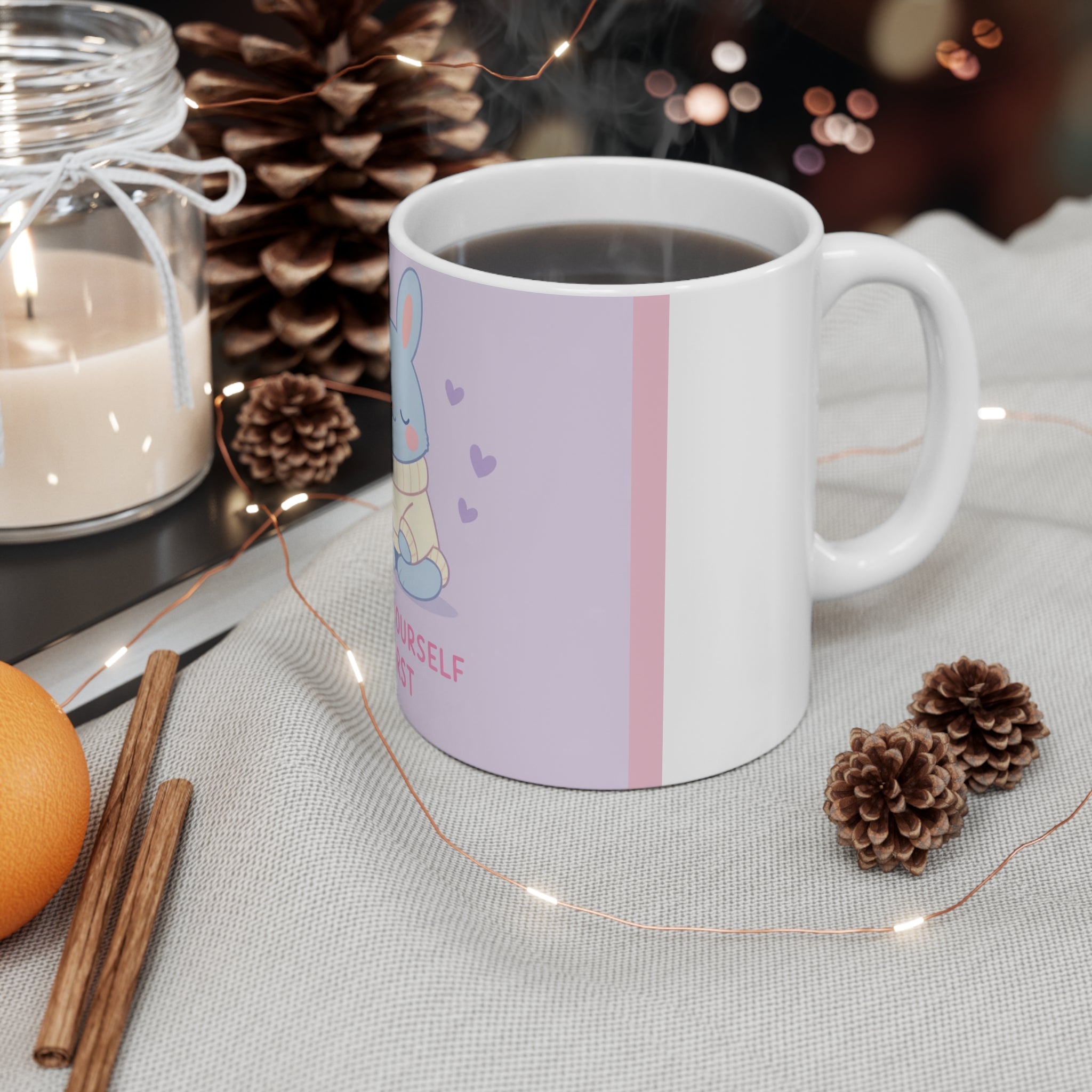 "LOVE YOURSELF FIRST" Black Cat Mug | Trendy Gift for Her | Drinkware | KayKay Classics