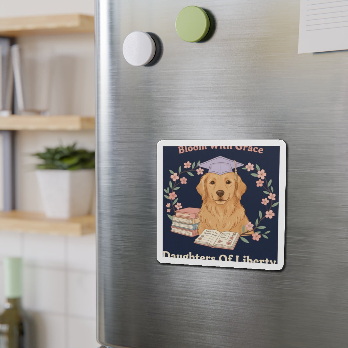 Golden Retriever Die-Cut Magnet – Bloom With Grace