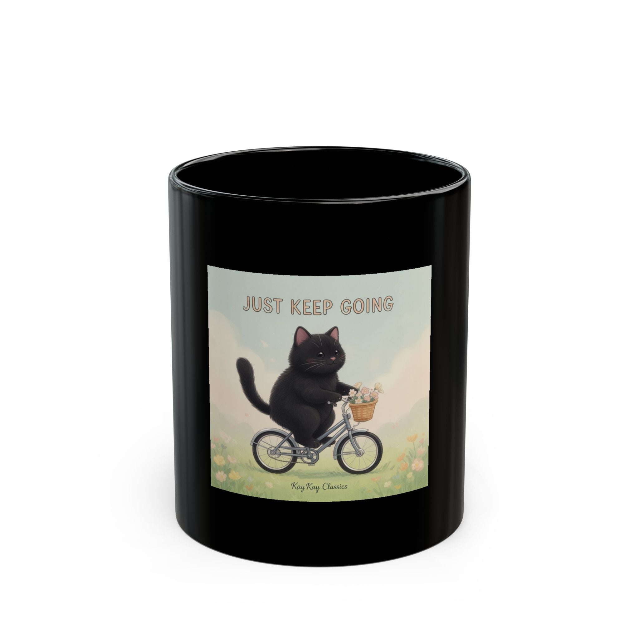 JUST KEEP GOING Black Mug