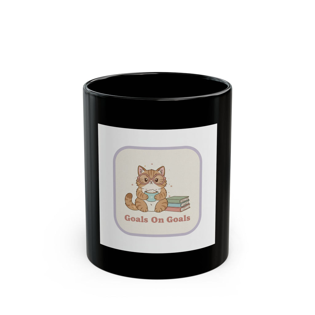 Goals On Goals Cat Black Mug 11oz