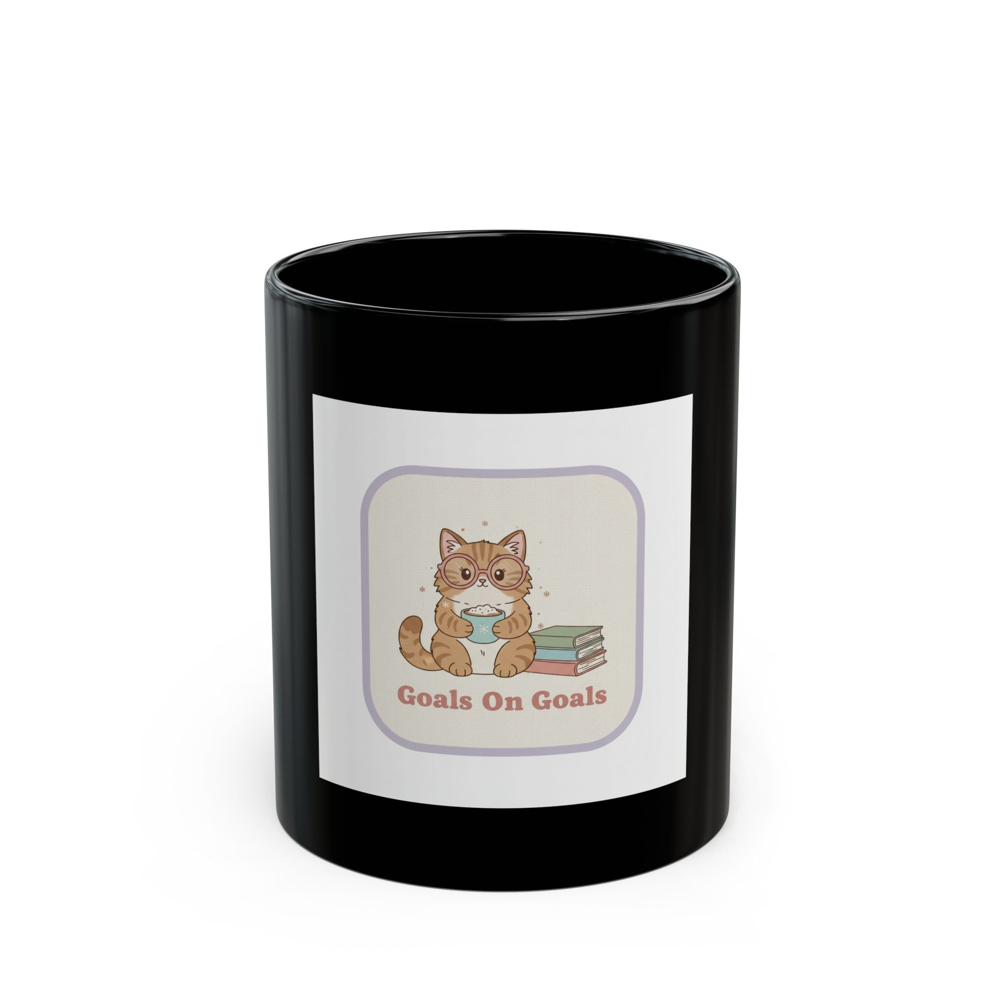 Goals On Goals Cat Black Mug 11oz