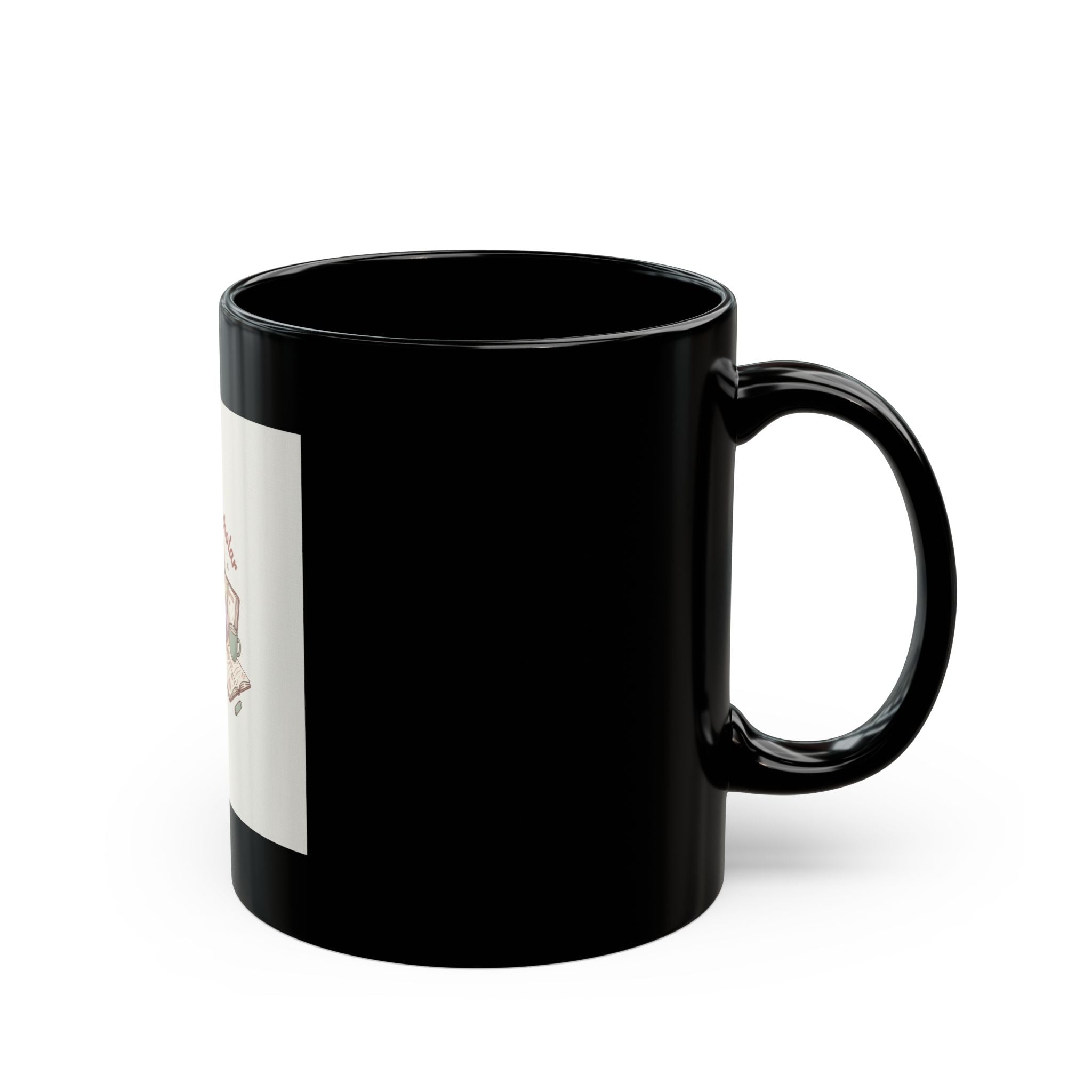 Soft Life Scholar Cat Black Mug 11oz