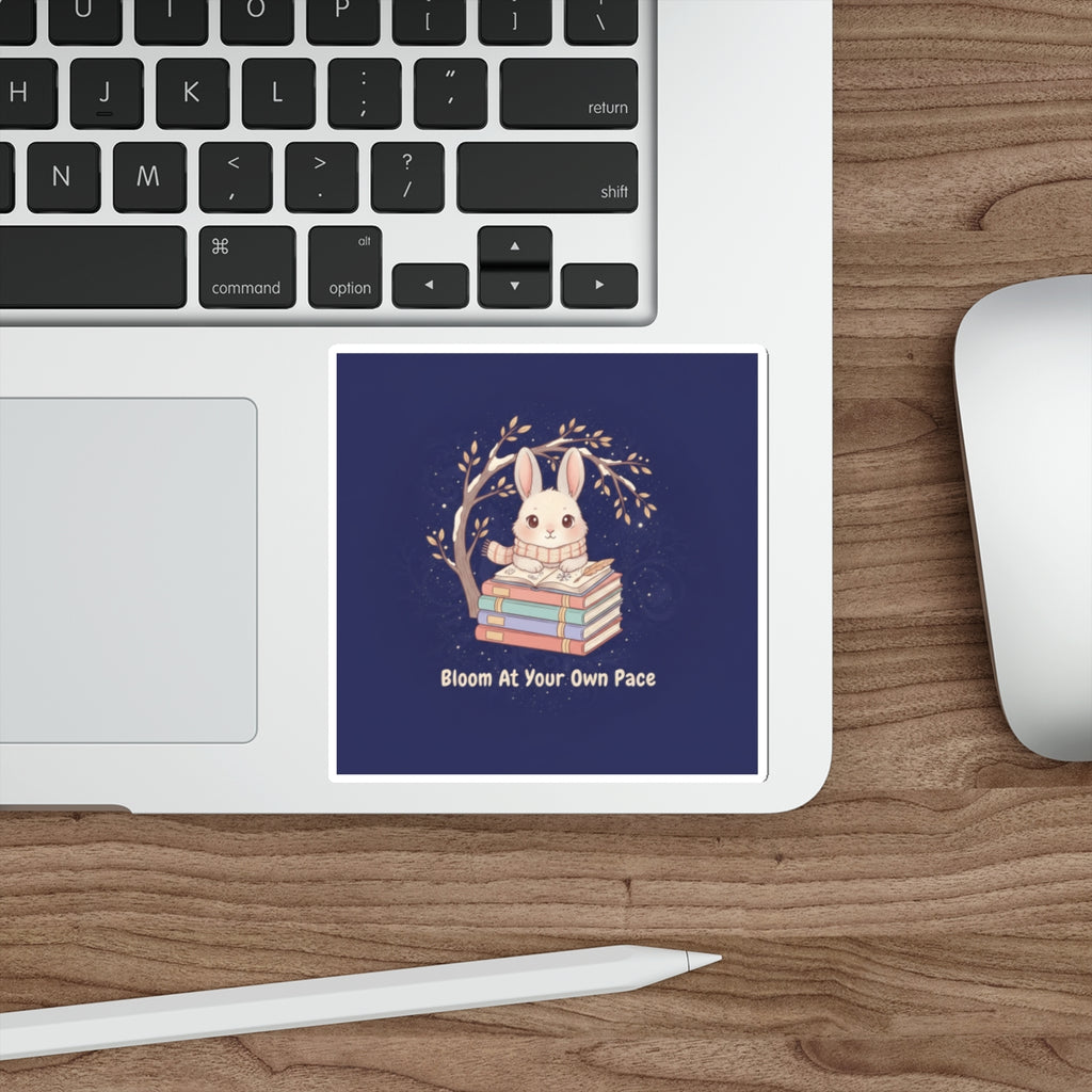 Rabbit Die-Cut Sticker – Bloom at Your Own Pace