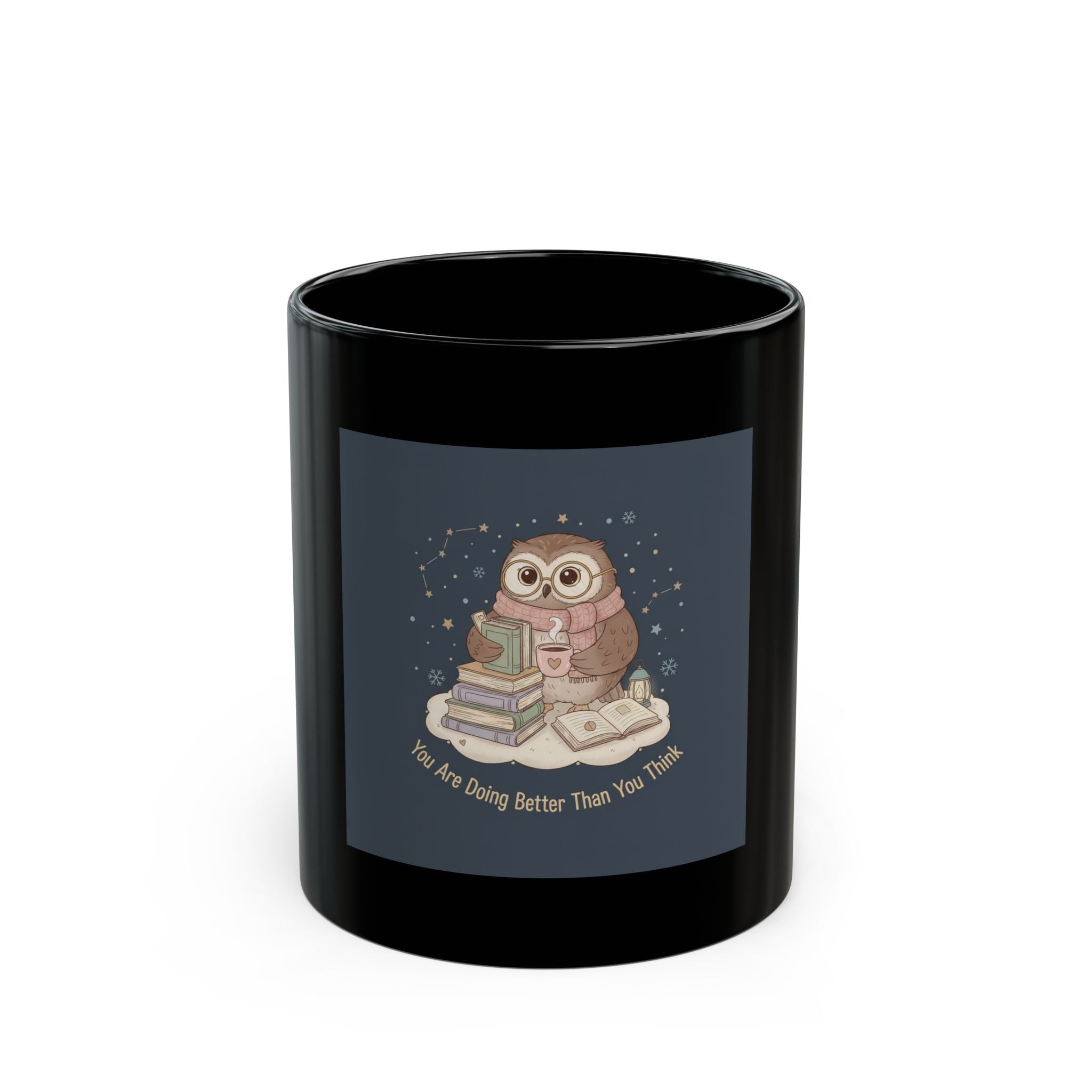Owl Black Mug 11oz – You Are Doing Better Than You Think