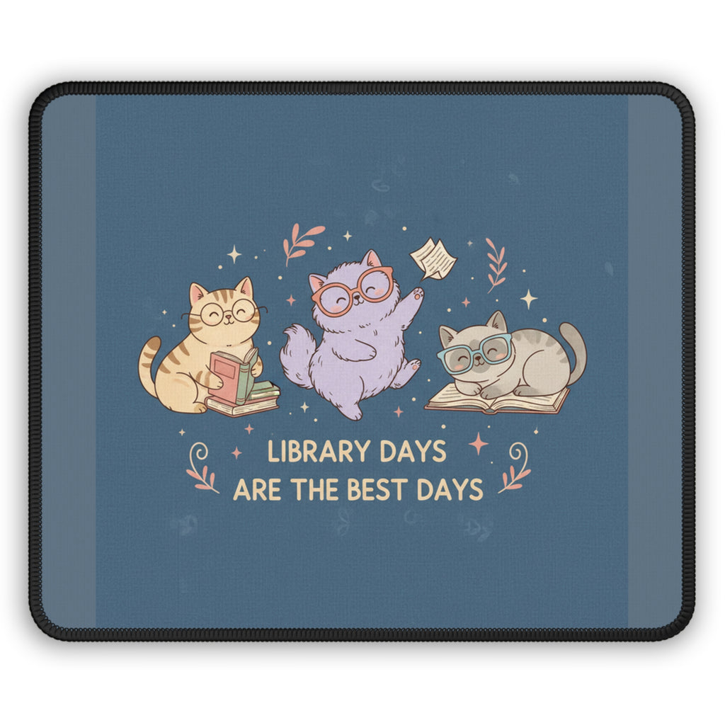 Cats With Glasses Mouse Pad – Library Days Are the Best Days