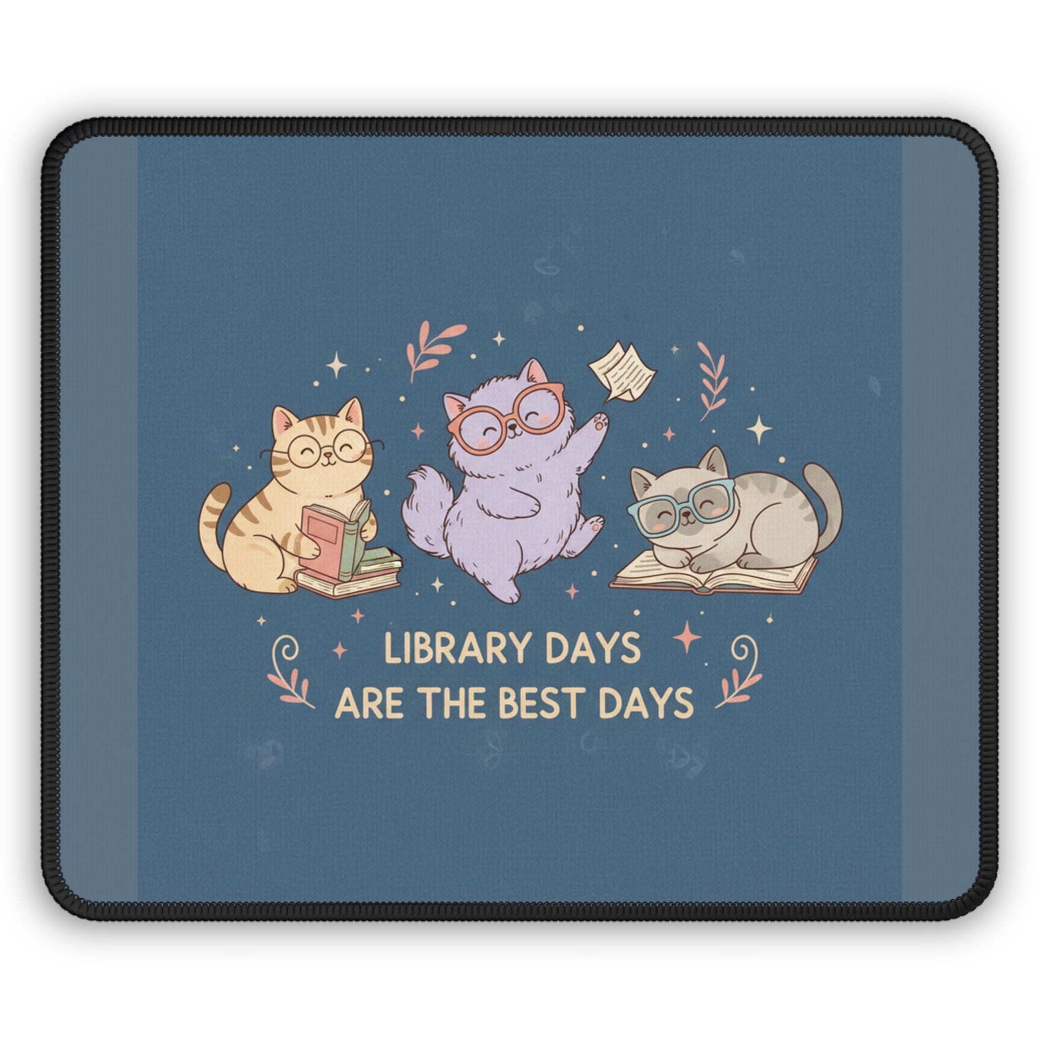 Cats With Glasses Mouse Pad – Library Days Are the Best Days