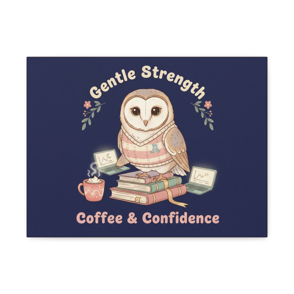 Owl Canvas Print – Gentle Strength Coffee Confidence