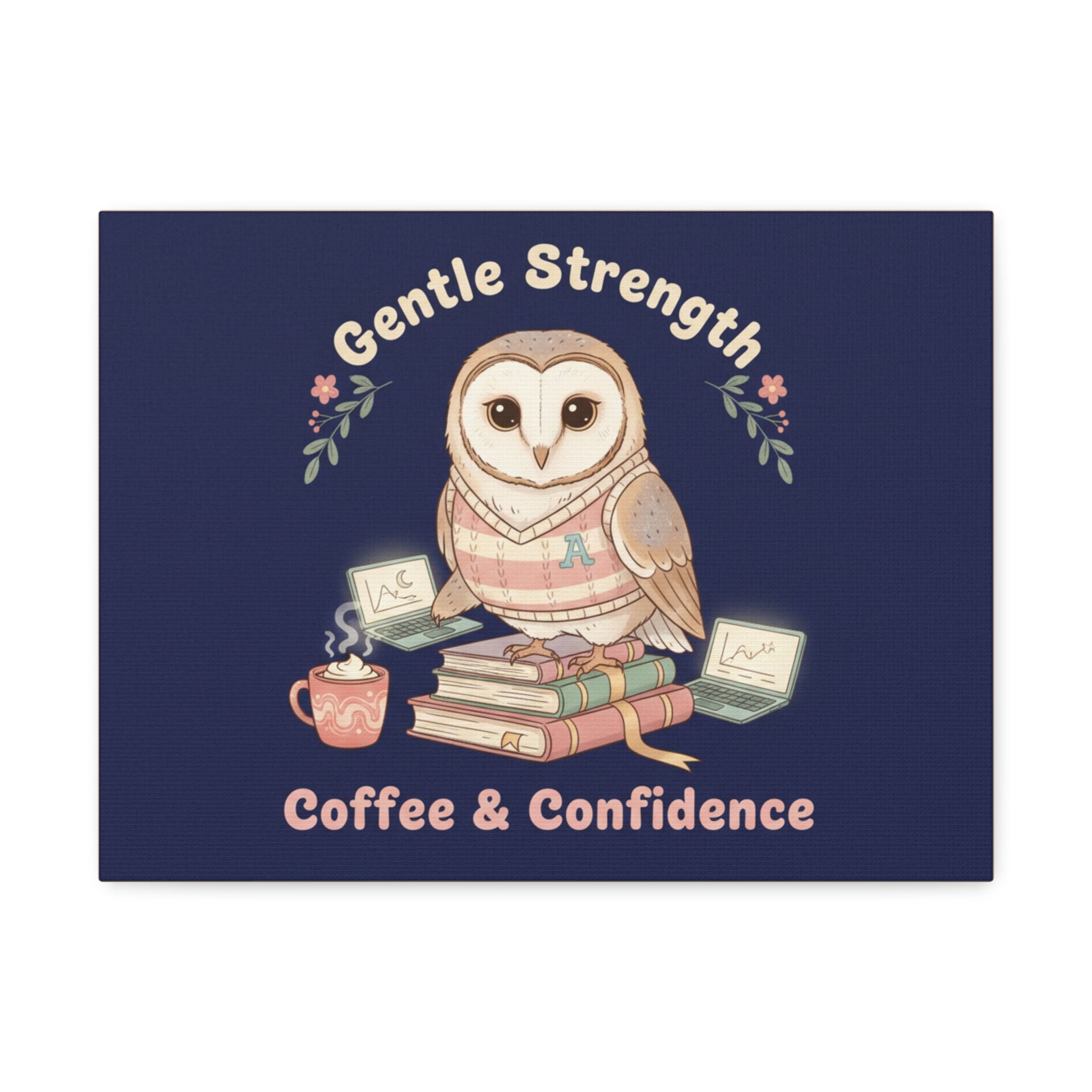 Owl Canvas Print – Gentle Strength Coffee Confidence