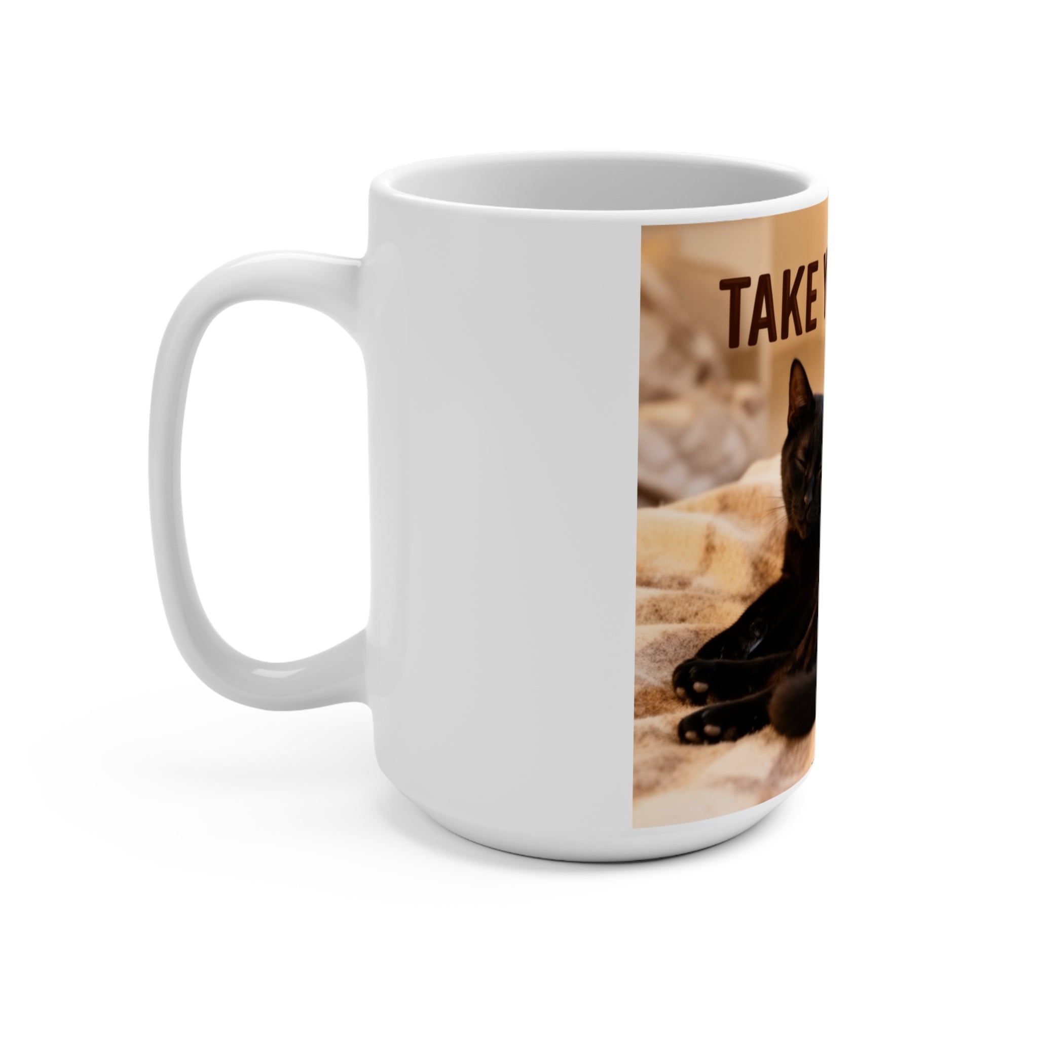 TAKE YOUR TIME Cat Mug 15oz