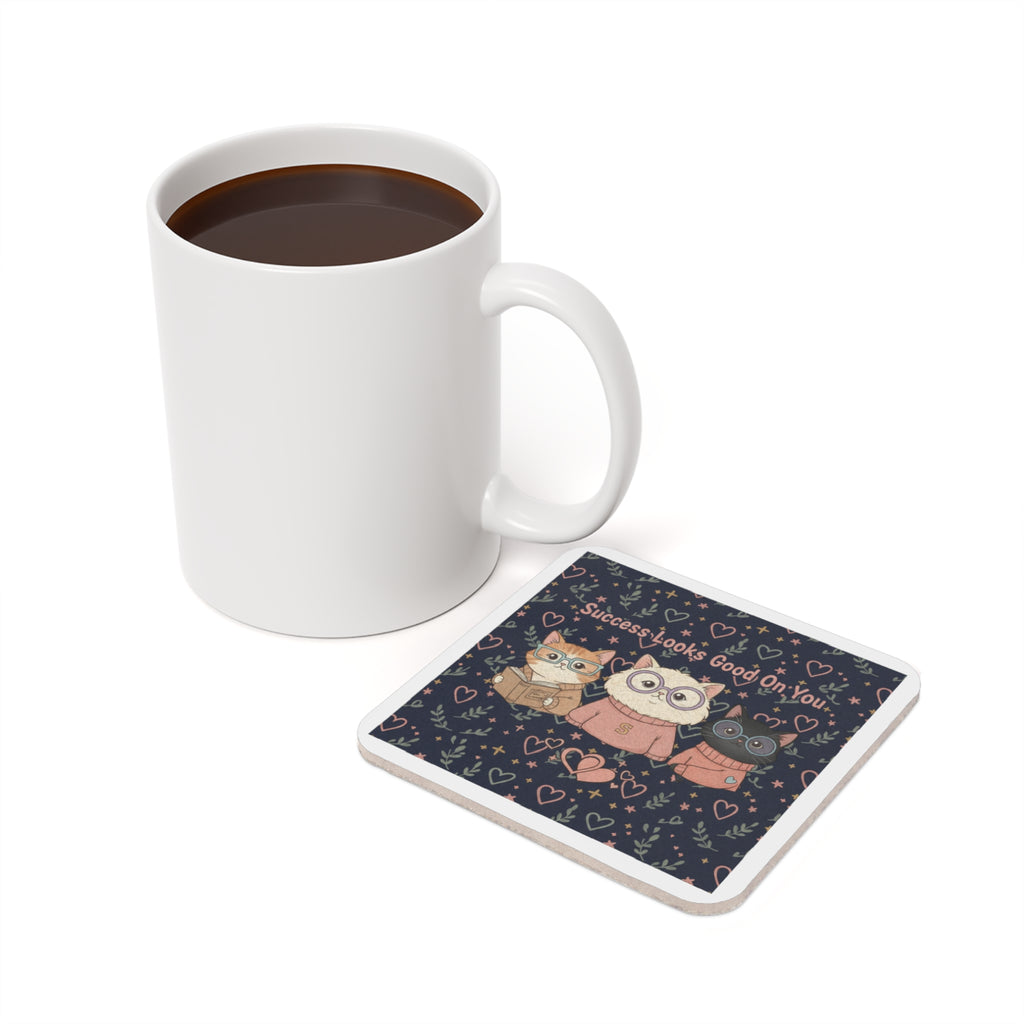 Cats With Glasses Cork Coaster – Success Looks Good on You