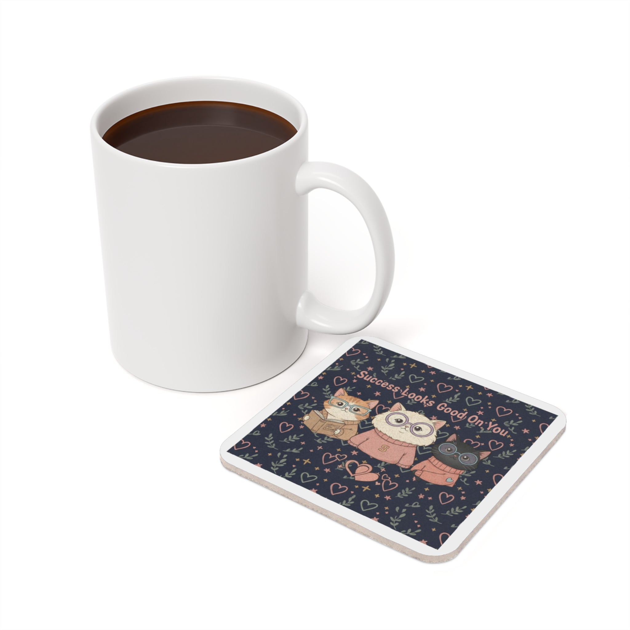 Cats With Glasses Cork Coaster – Success Looks Good on You