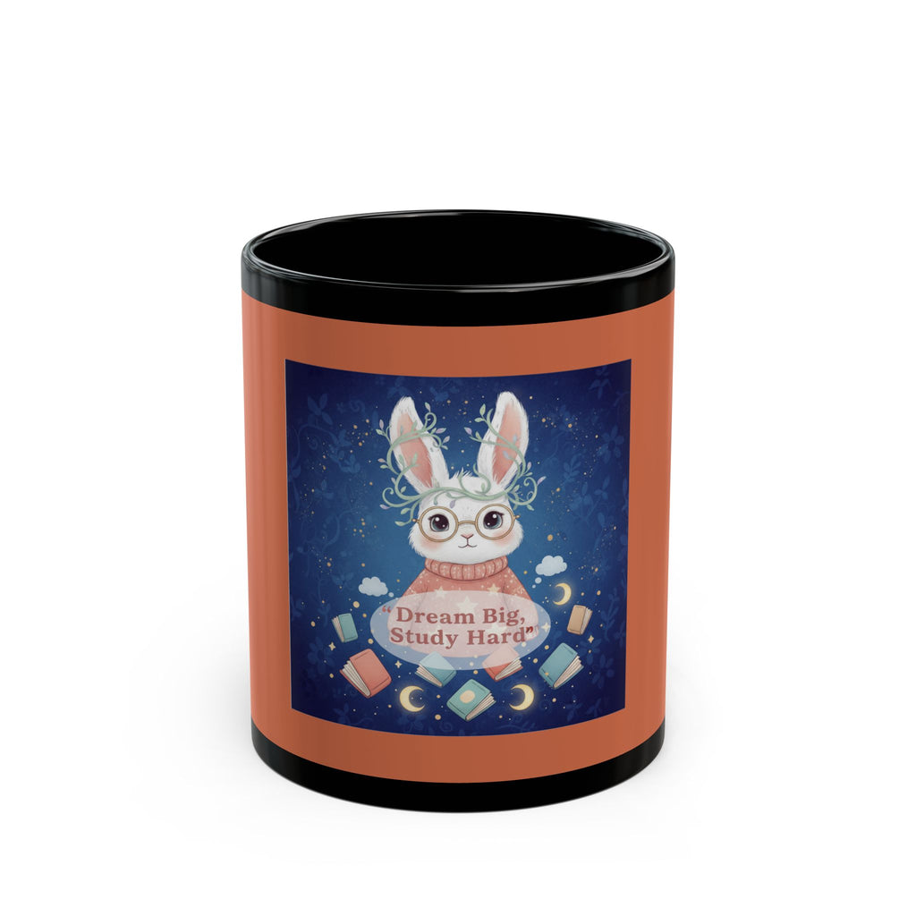 Rabbit Black Mug 11oz – Dream Big, Study Hard