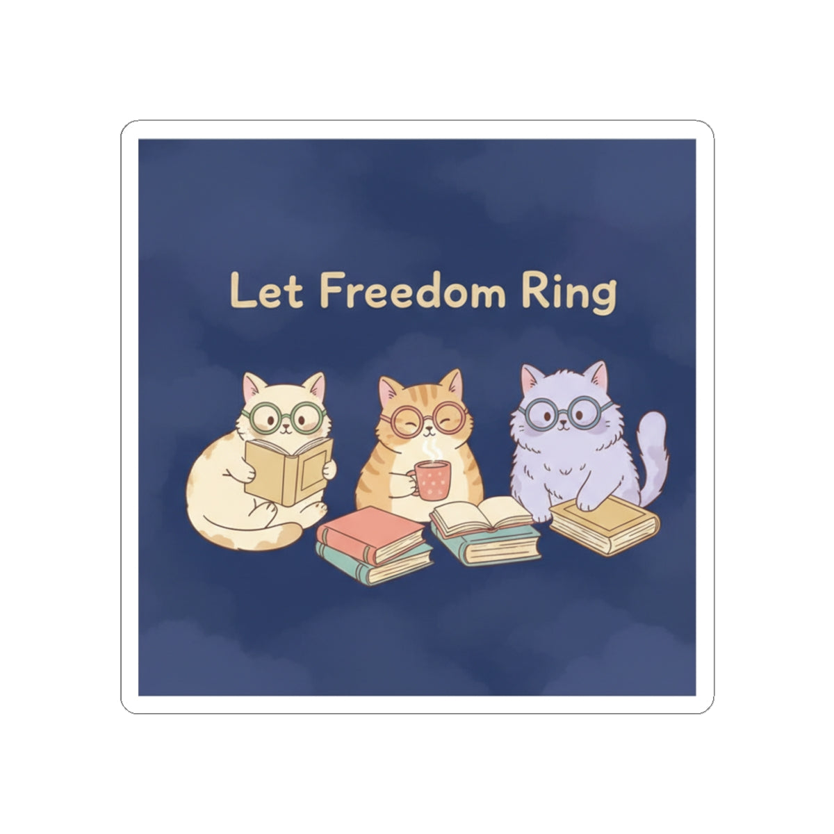 Cats With Glasses Kiss-Cut Sticker – Let Freedom Ring