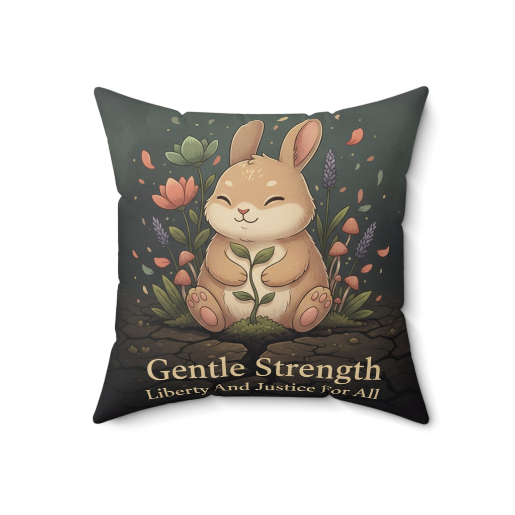 Bunny Square Pillow – Gentle Strength Liberty and Justice for