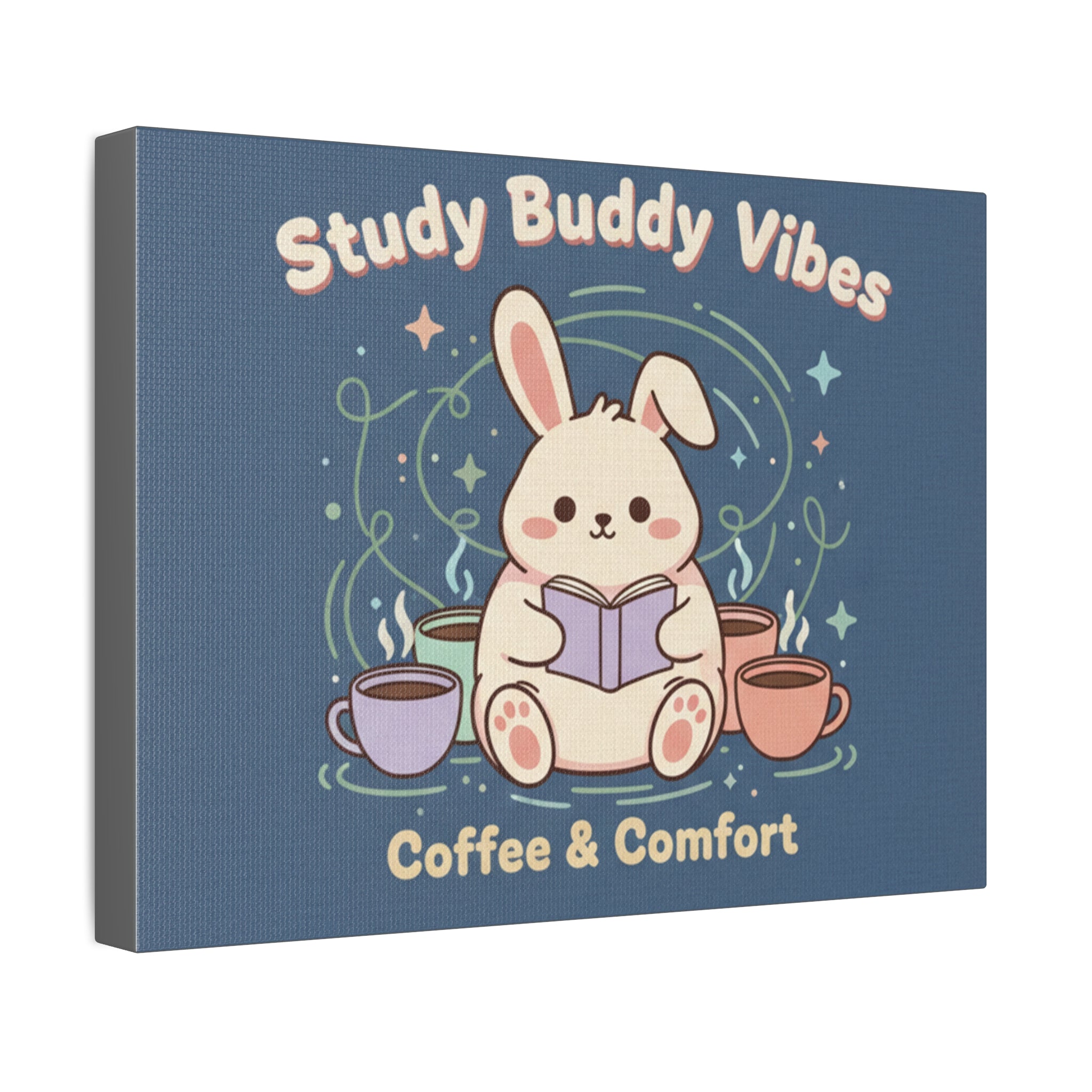 Bunny Canvas Print – Study Buddy Vibes Coffee Comfort