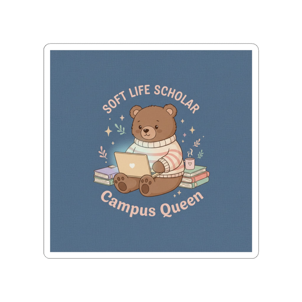 Bear Kiss-Cut Sticker – Soft Life Scholar Campus Queen