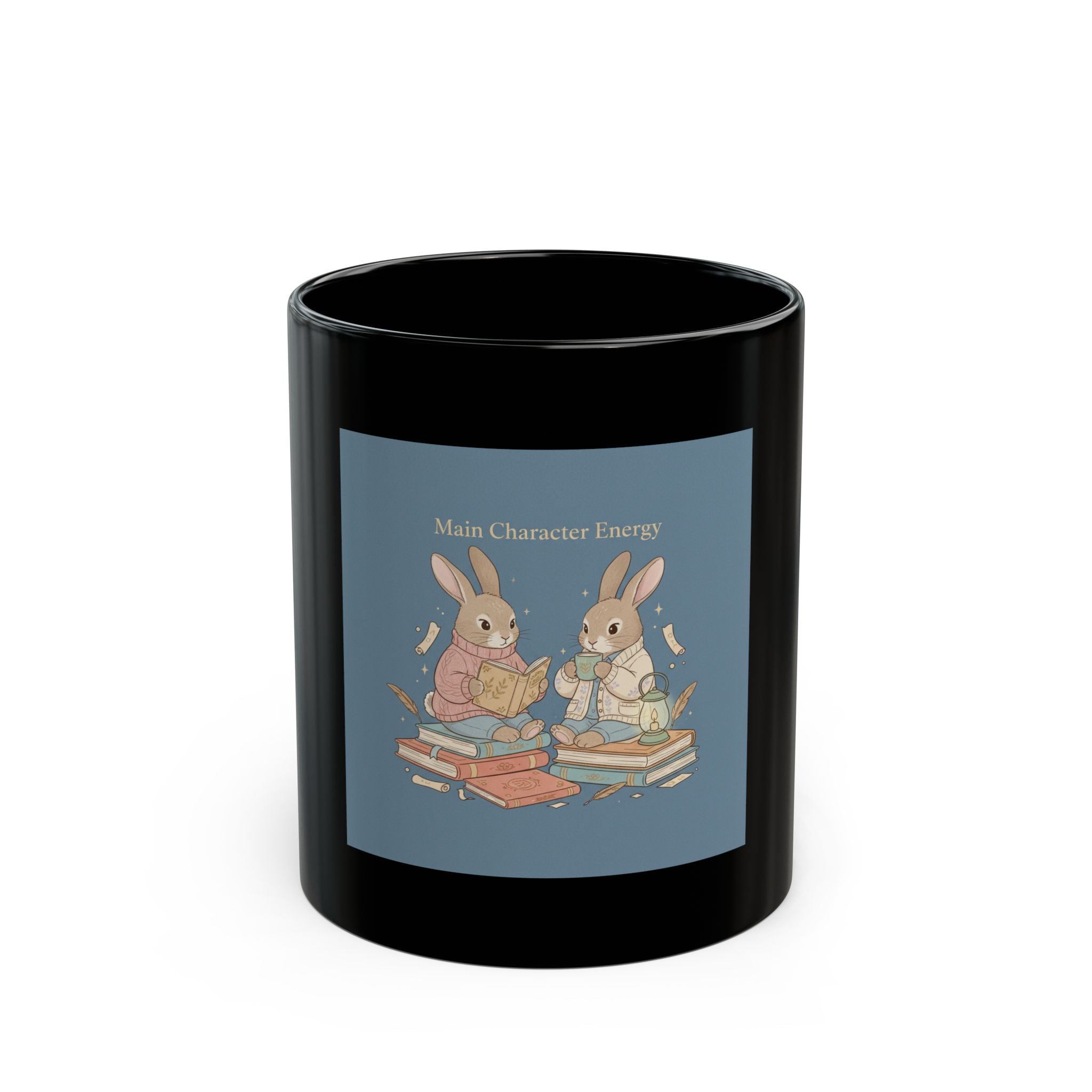 Main Character Energy Rabbit Black Mug 11oz