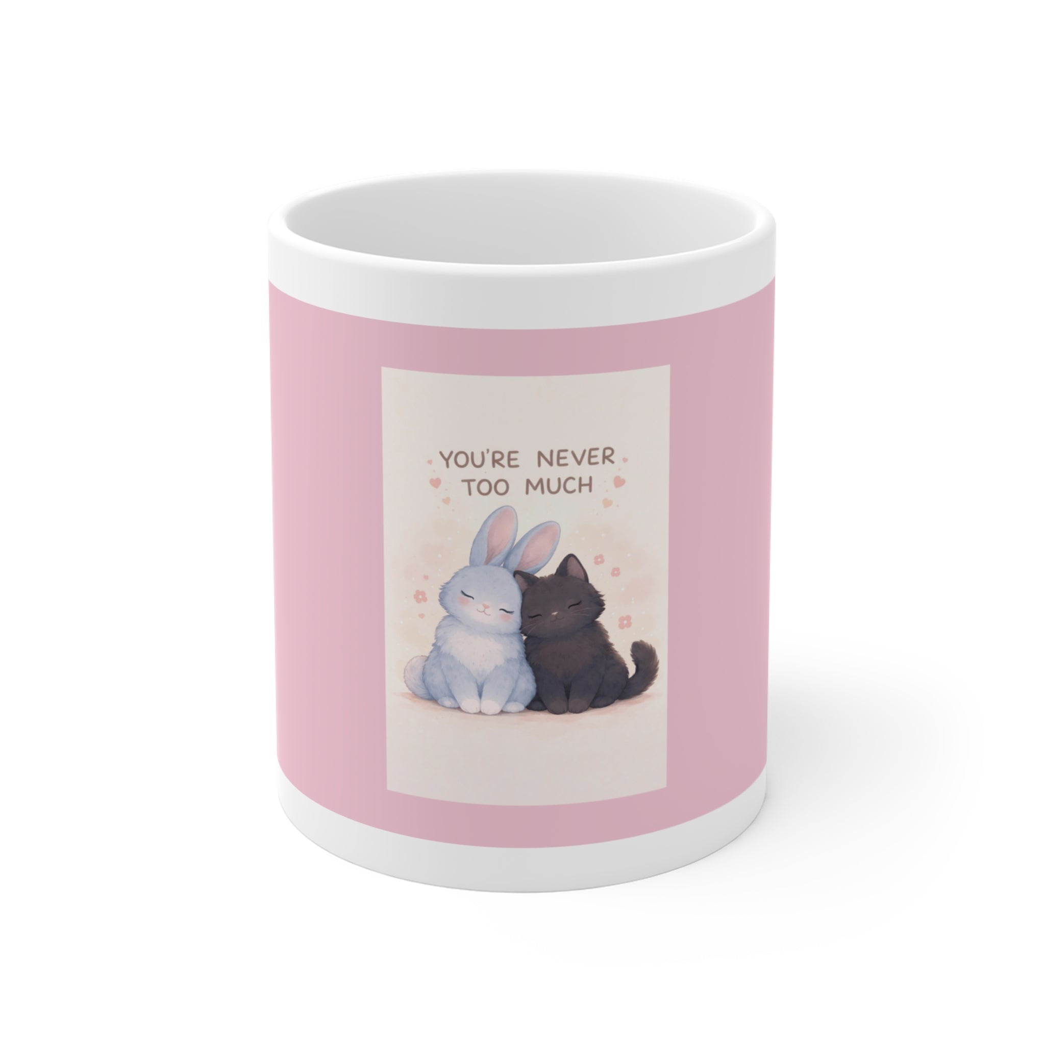 "YOU'RE NEVER TOO MUCH" Black Cat Mug | Trendy Gift for Her | Drinkware | KayKay Classics