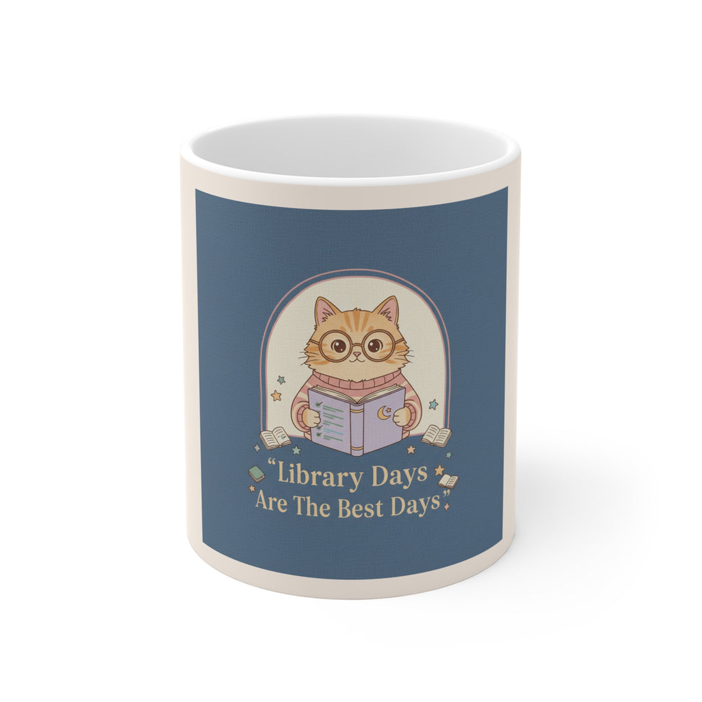 Cat Mug 11oz – Library Days Are the Best Days