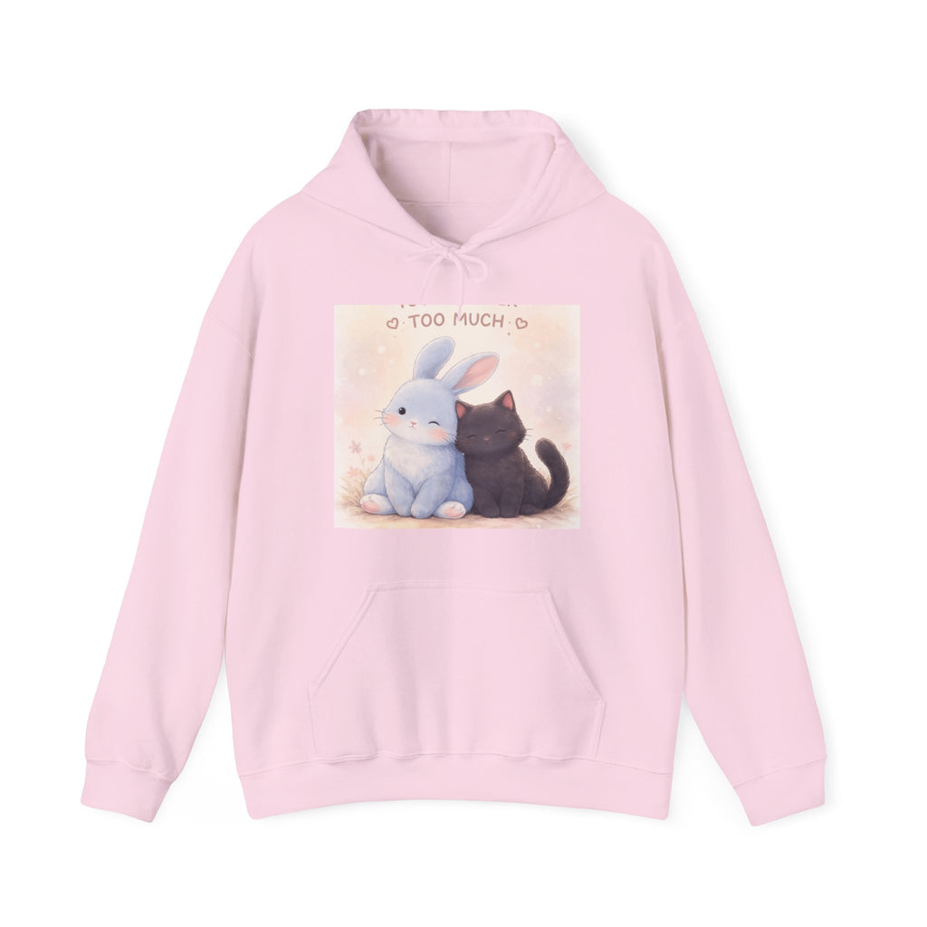 "YOU'RE NEVER TOO MUCH" Black Cat Hoodie | College Girl Gift | Fashion | KayKay Classics