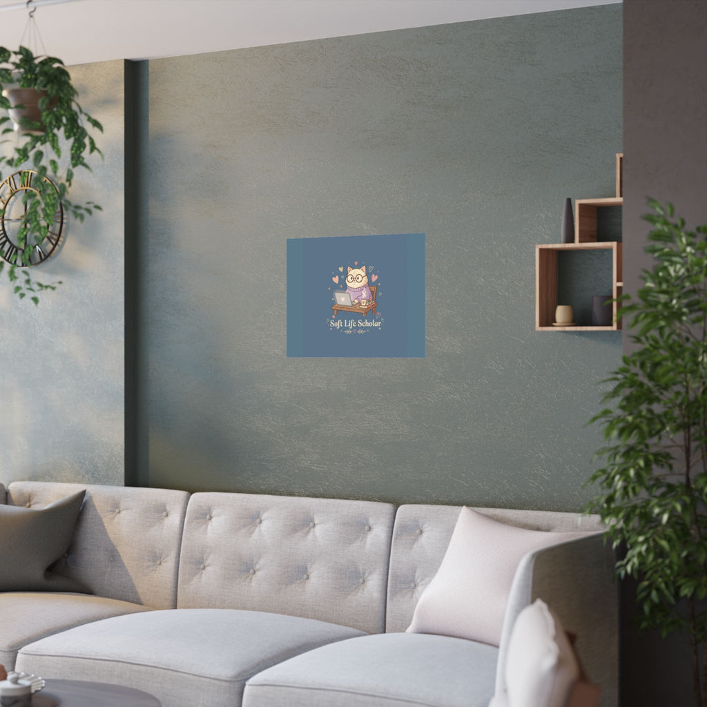 Soft Life Scholar Cat Poster
