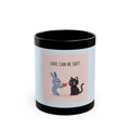 "LOVE CAN BE SOFT" Black Cat Black Mug | College Girl Gift | Fashion | KayKay Classics