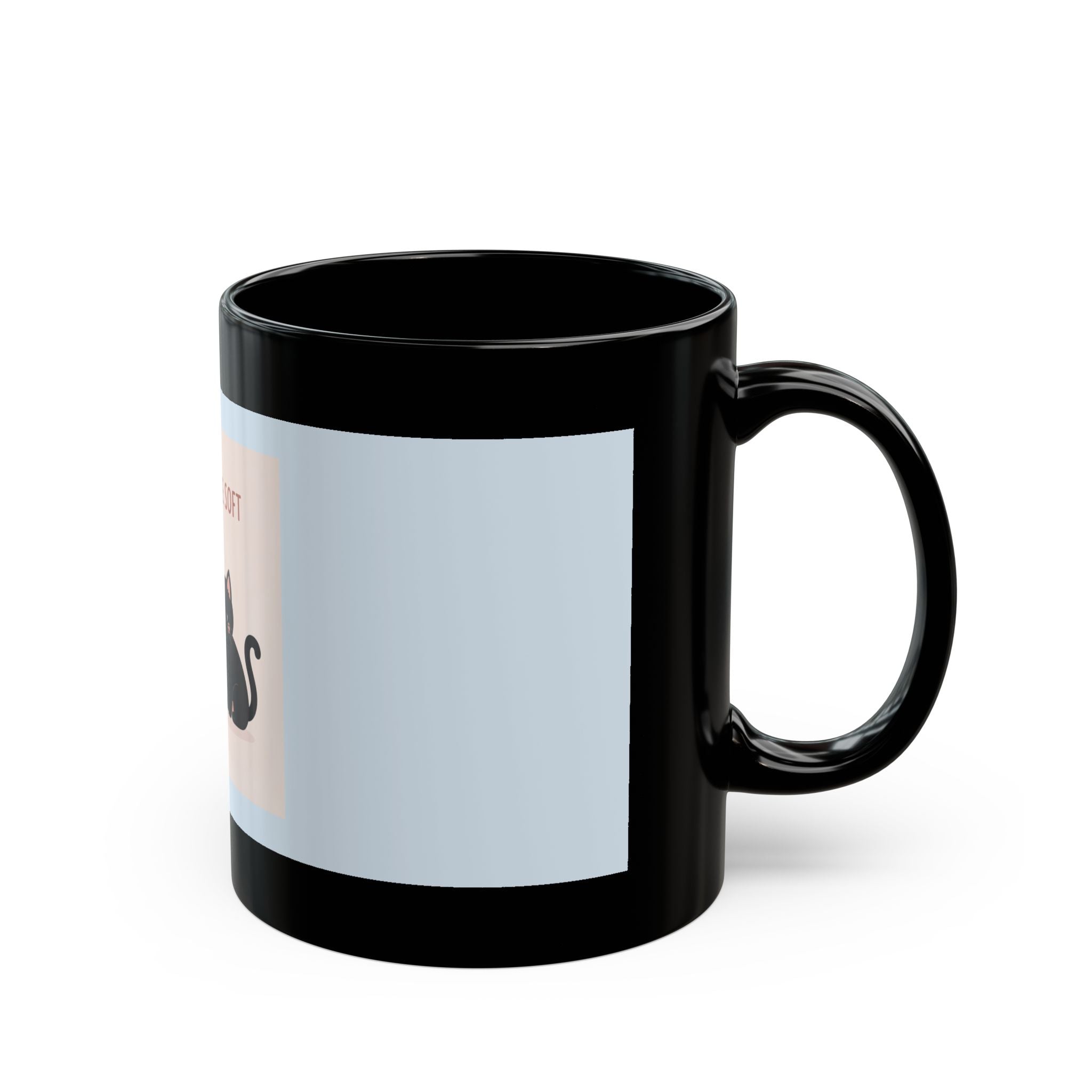 "LOVE CAN BE SOFT" Black Cat Black Mug | College Girl Gift | Fashion | KayKay Classics