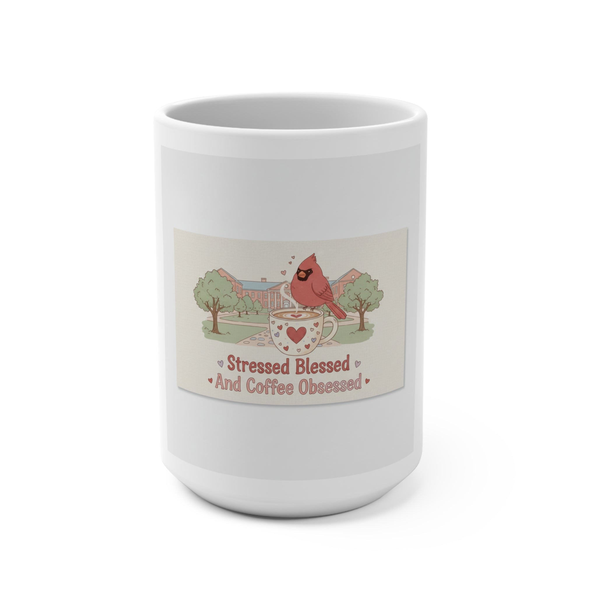 Stressed Blessed And Coffee Obsessed Cardinal Mug 15oz