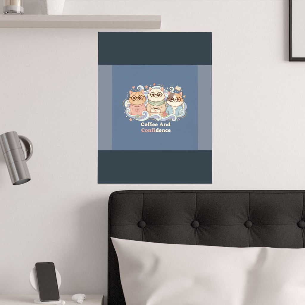 Cats With Glasses Poster – Coffee and Confidence