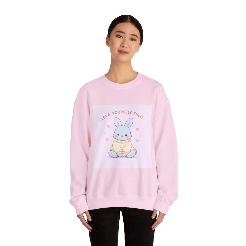 "LOVE YOURSELF FIRST" Black Cat Crewneck | College Girl Gift | Fashion | KayKay Classics