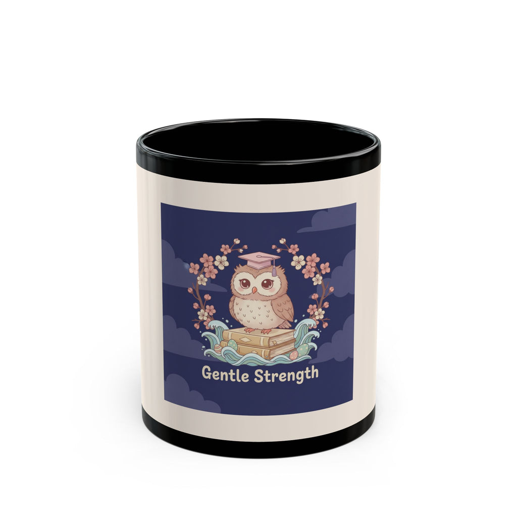 Owl Black Mug 11oz – Gentle Strength