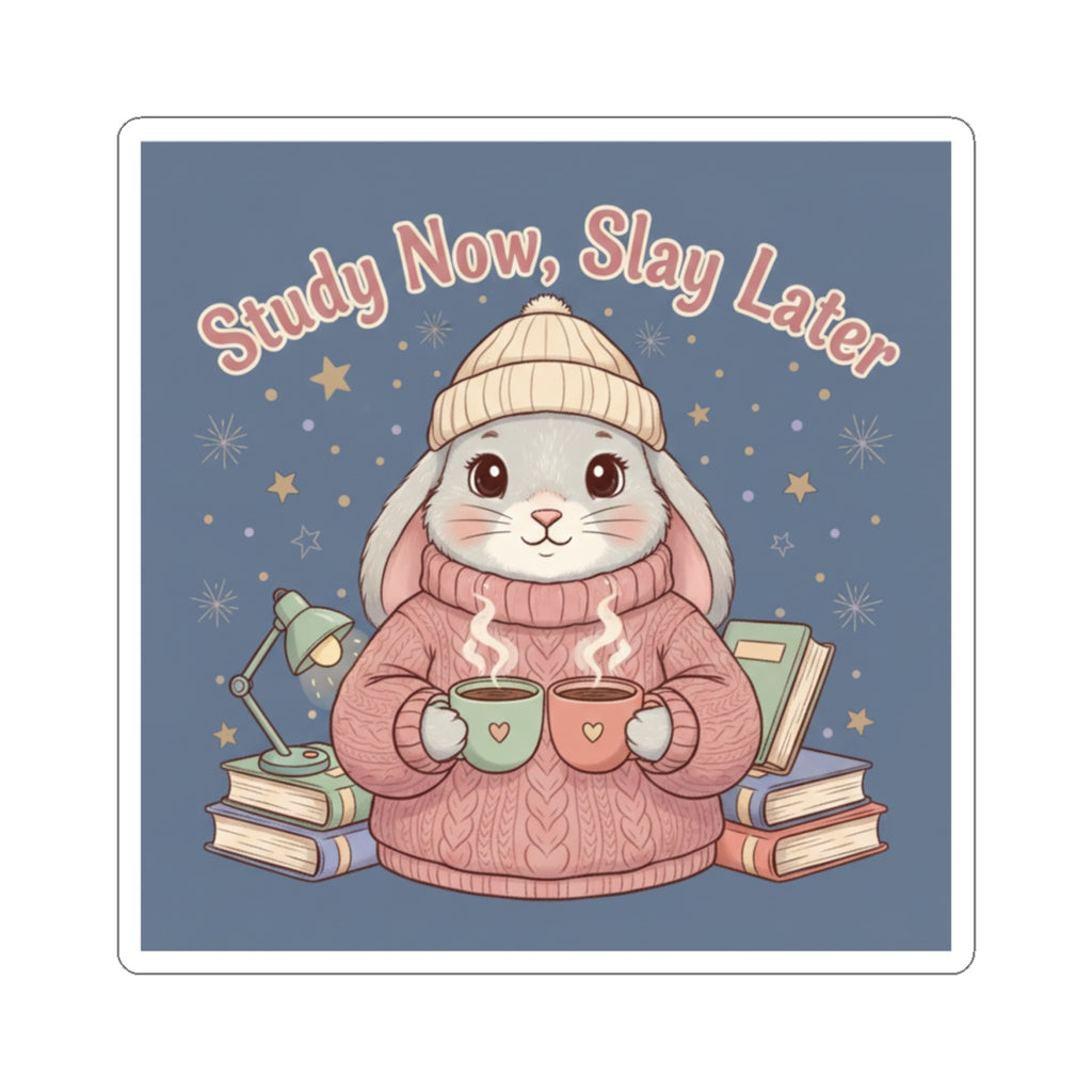 Rabbit Kiss-Cut Sticker – Study Now, Slay Later