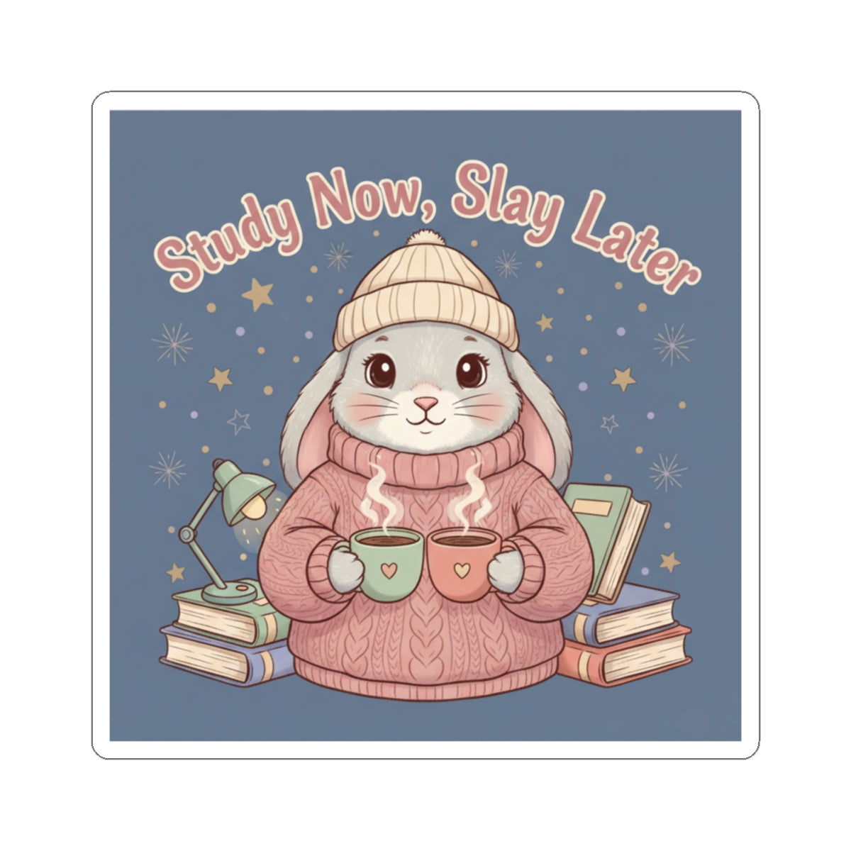 Rabbit Kiss-Cut Sticker – Study Now, Slay Later