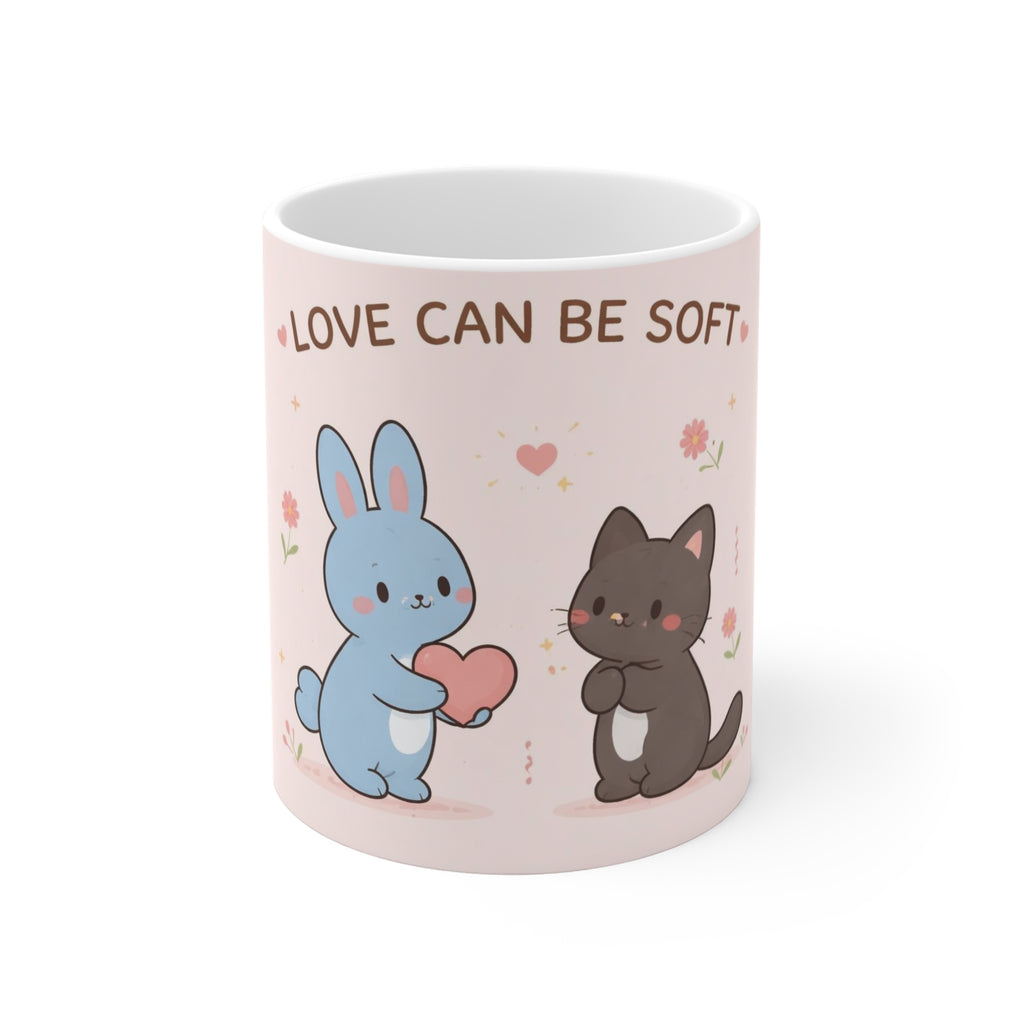 LOVE CAN BE SOFT Rabbit, cat Mug 11oz
