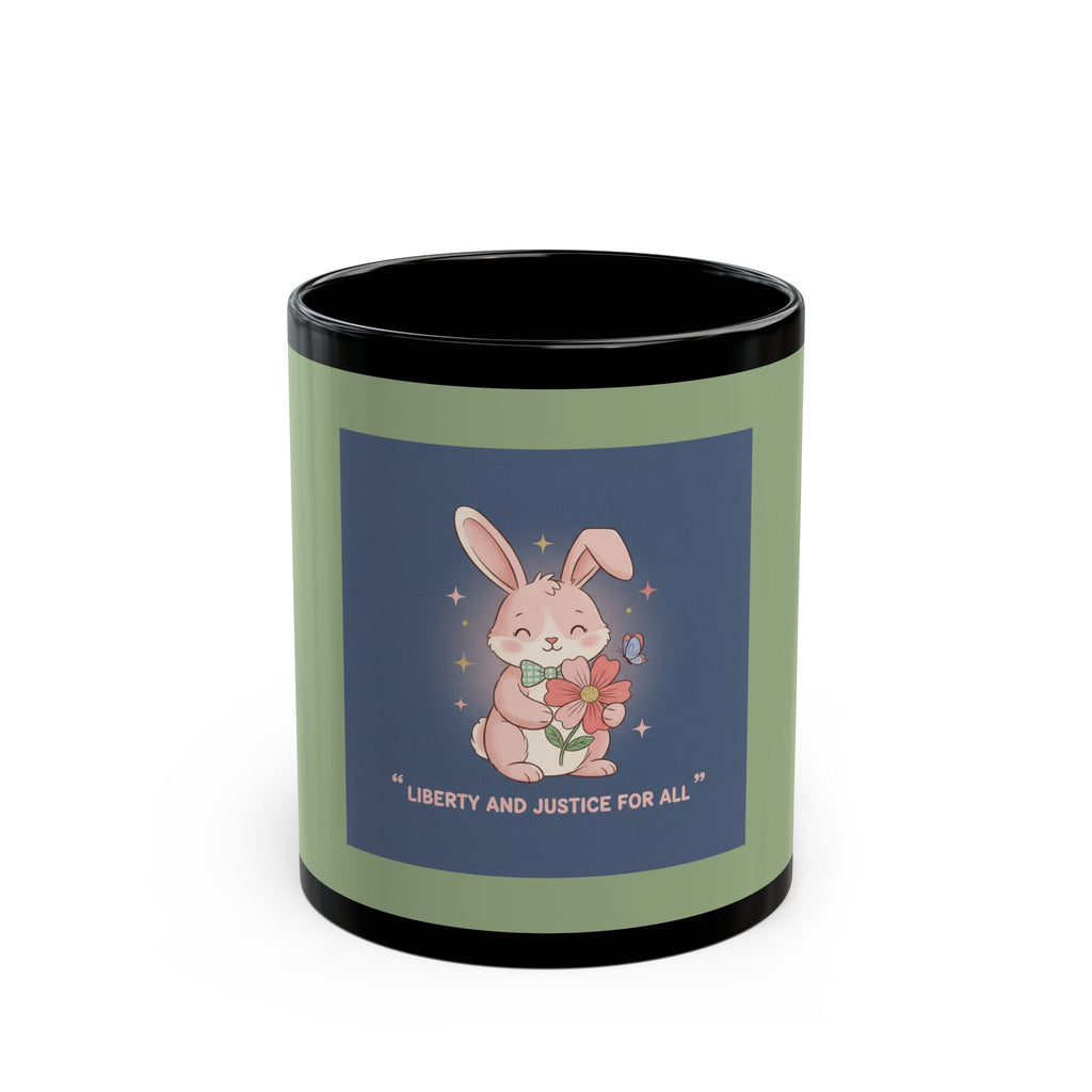 Rabbit Black Mug 11oz – Liberty and Justice for All