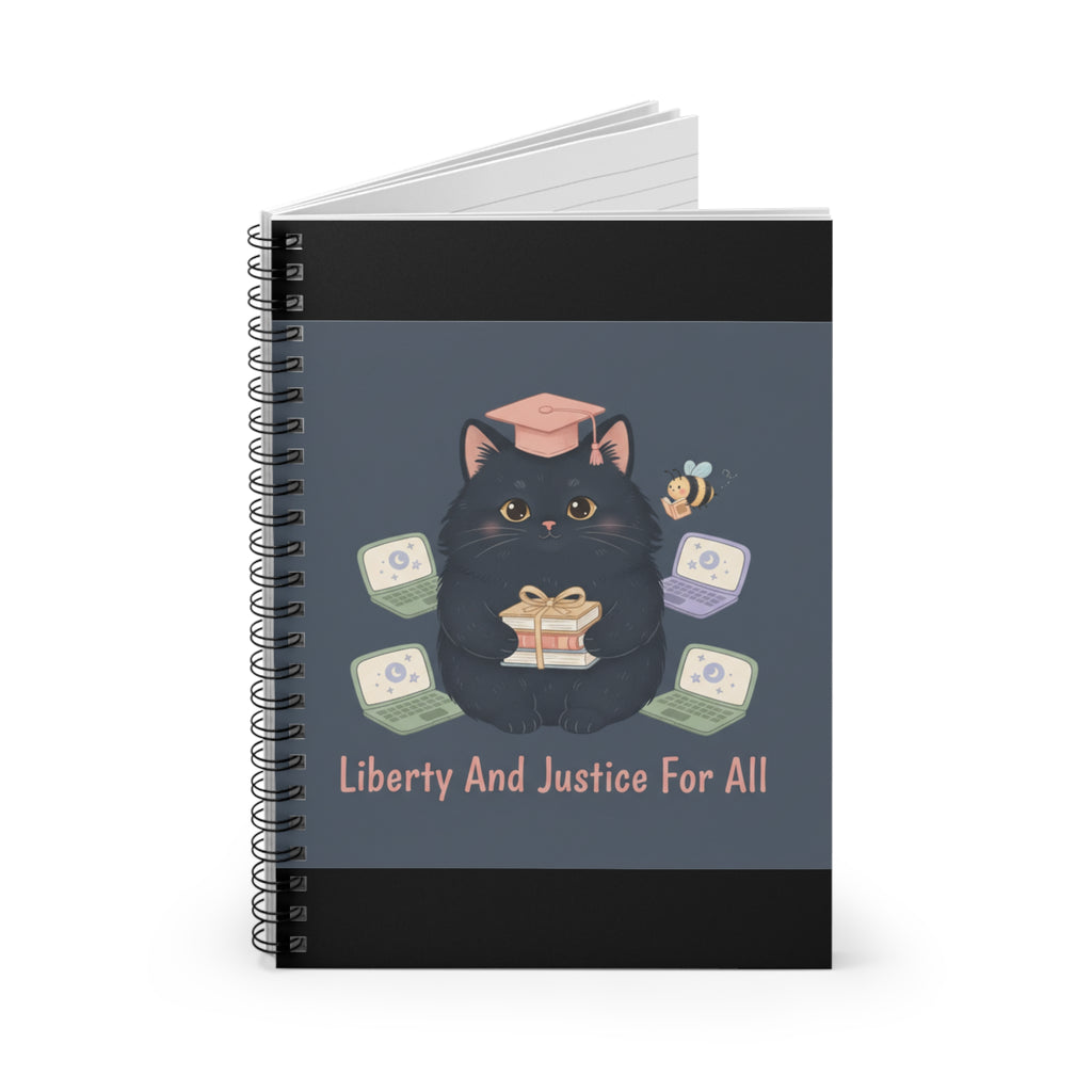 Black Cat Spiral Notebook – Liberty and Justice for All