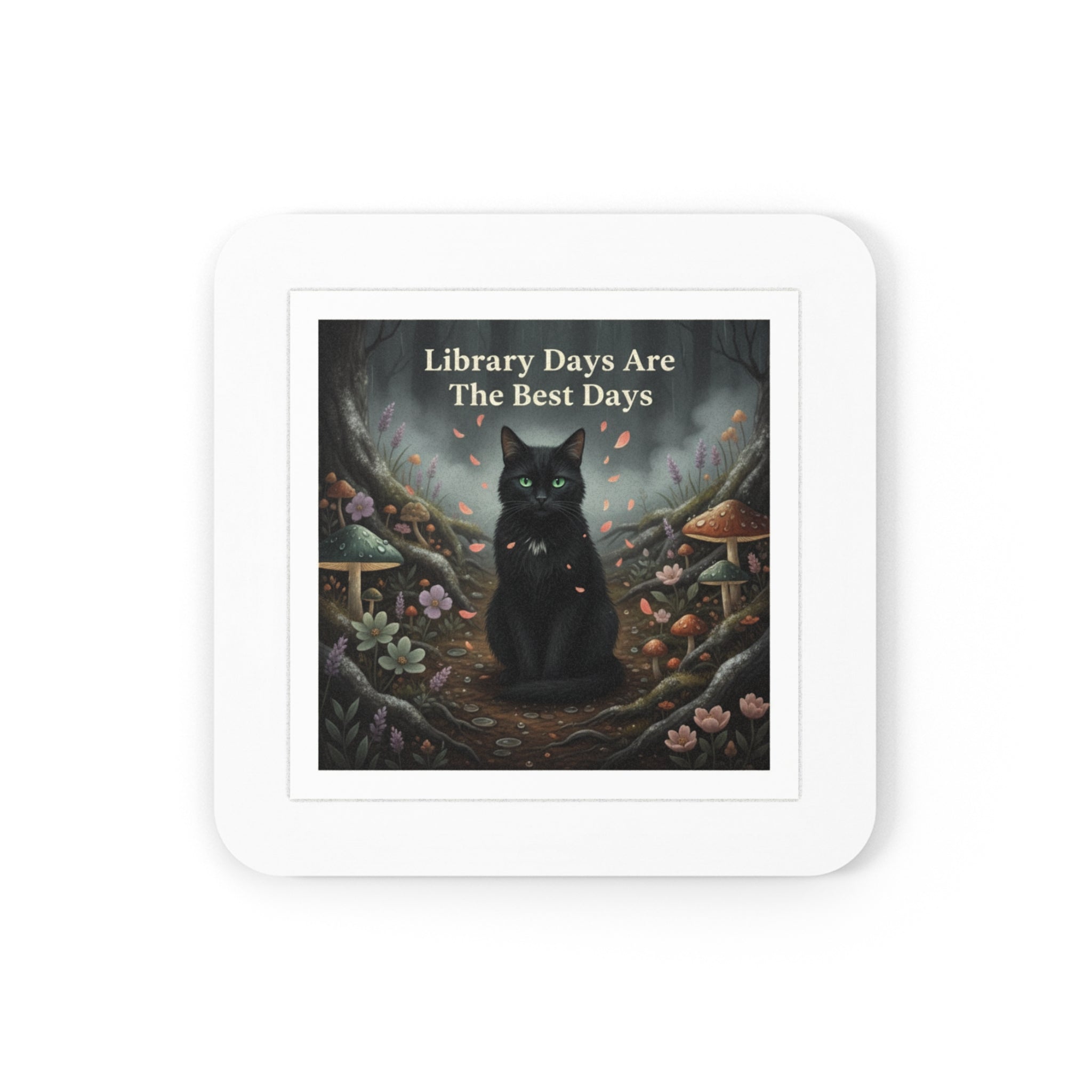 Cat Cork Coaster – Library Days Are the Best Days