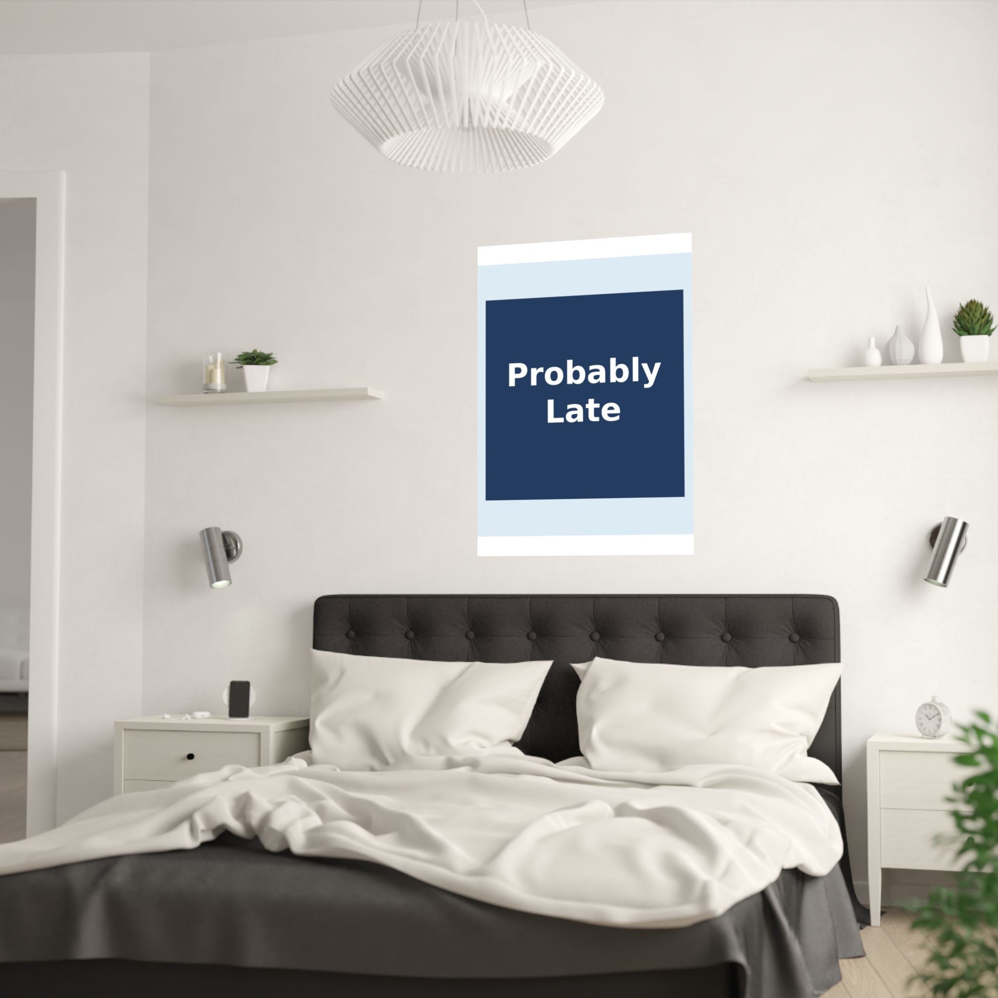 "Probably Late" Black Cat Poster | Trendy Gift for Her | Lifestyle | KayKay Classics