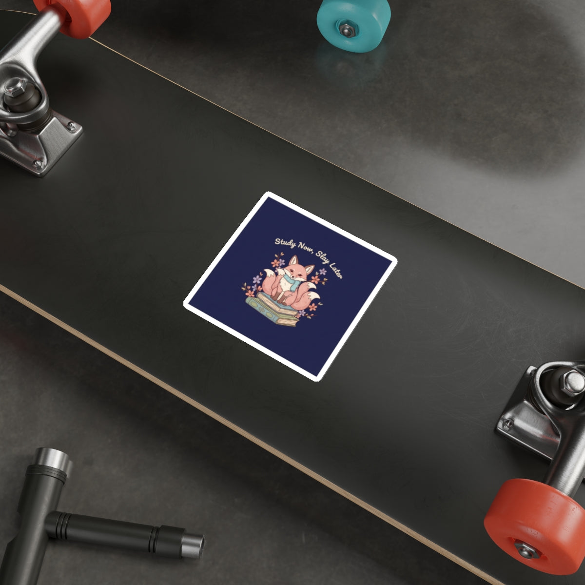 Kitsune Die-Cut Sticker – Study Now Slay Later