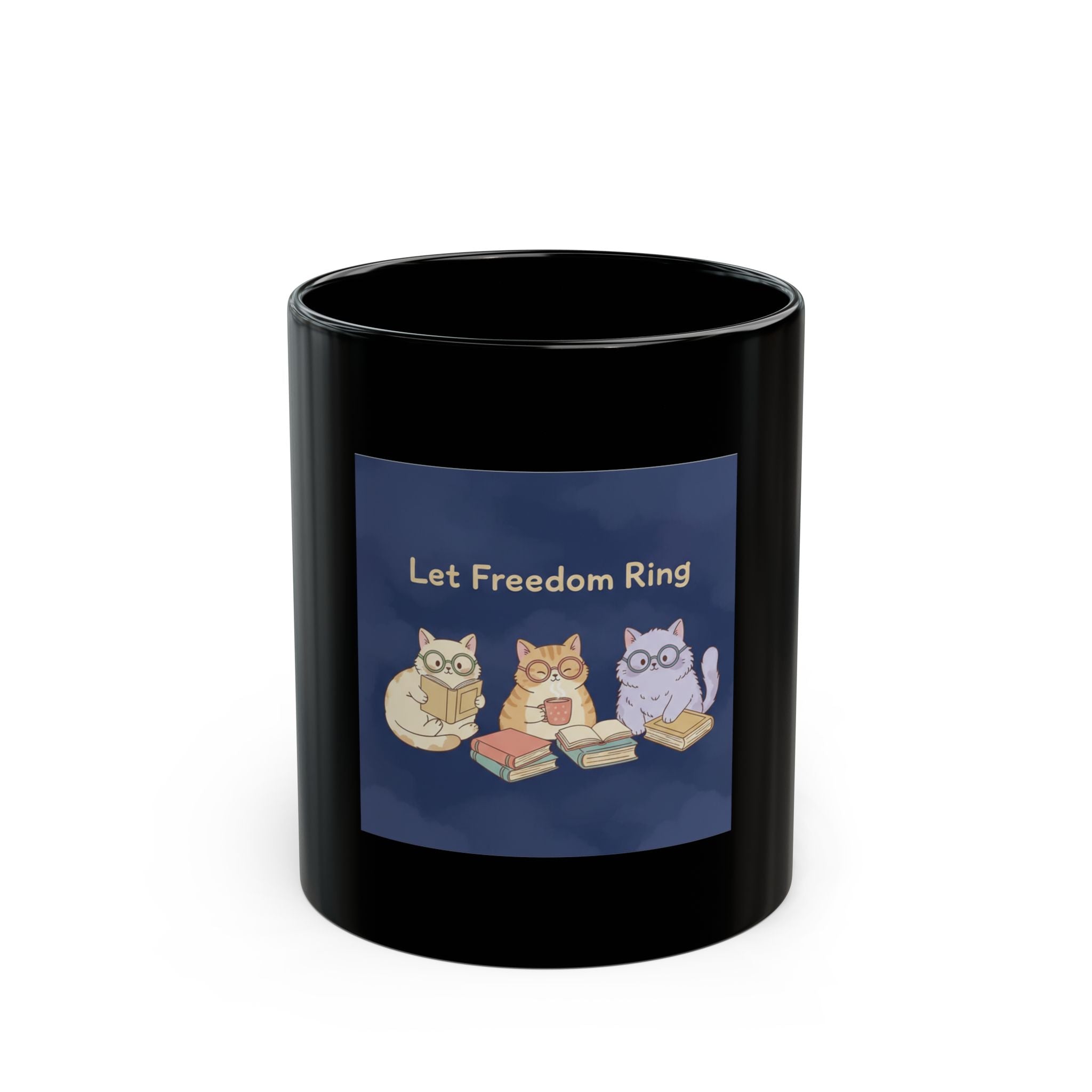Cats With Glasses Black Mug 11oz – Let Freedom Ring