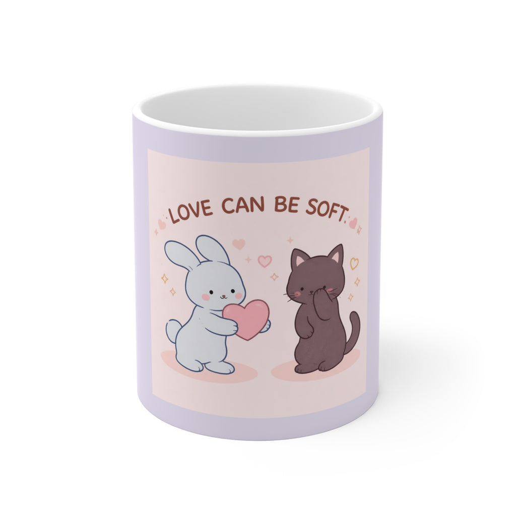 "LOVE CAN BE SOFT" Black Cat Mug | College Girl Gift | Fashion | KayKay Classics