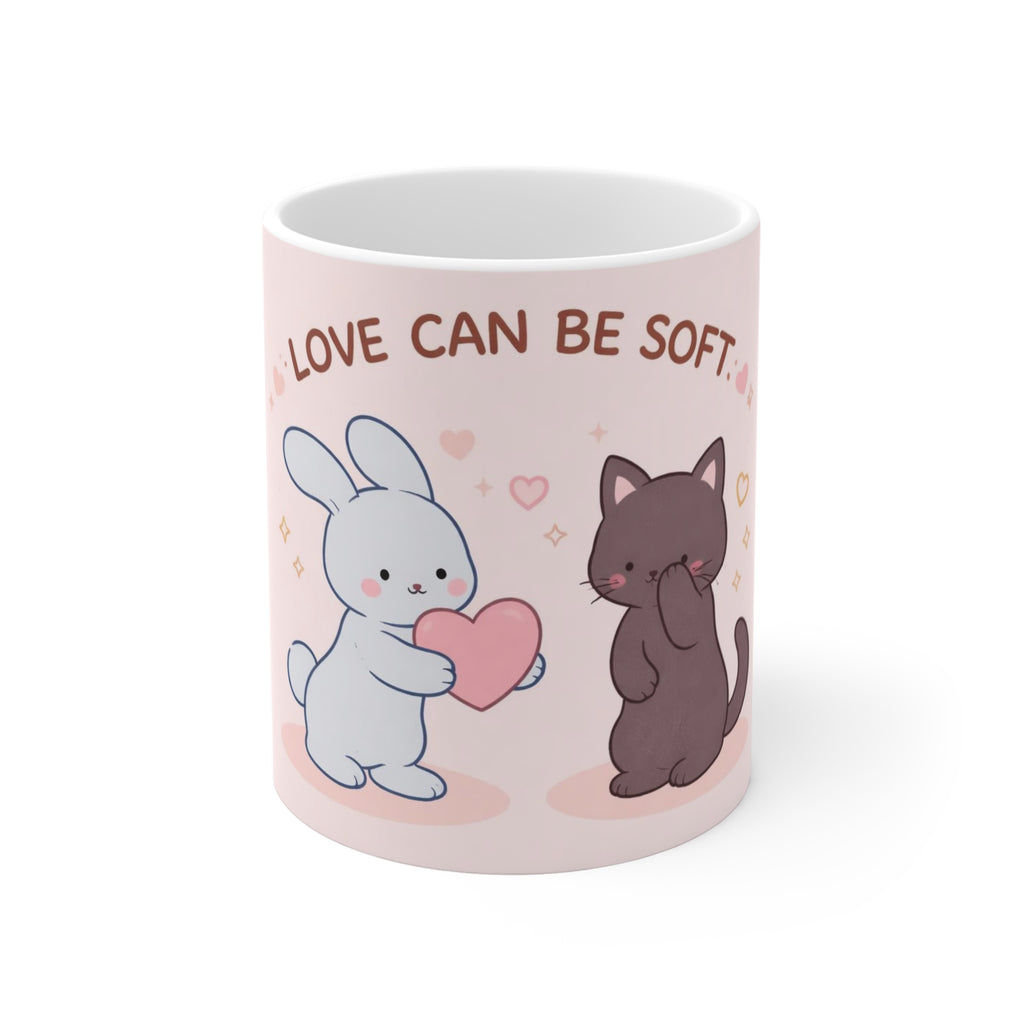 LOVE CAN BE SOFT Rabbit, cat Mug 11oz