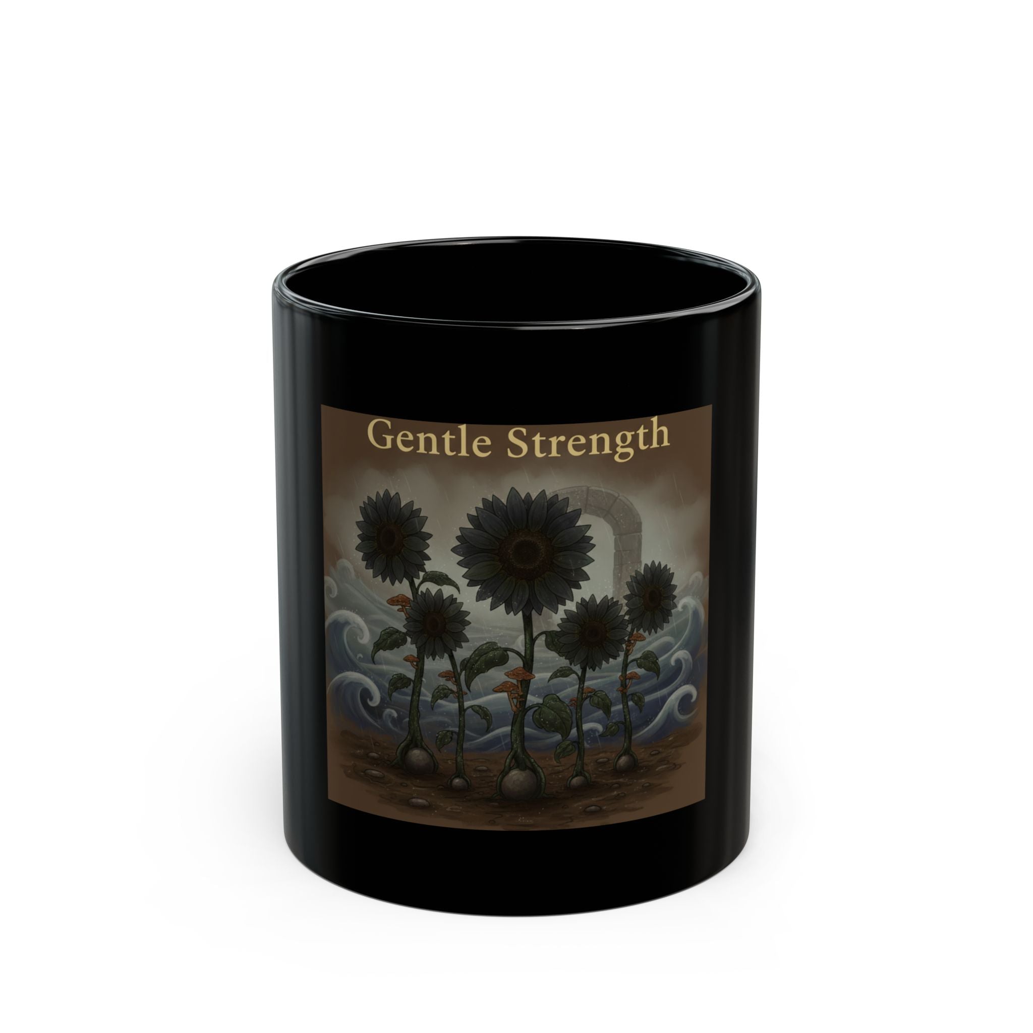 Sunflowers Black Mug 11oz – Gentle Strength