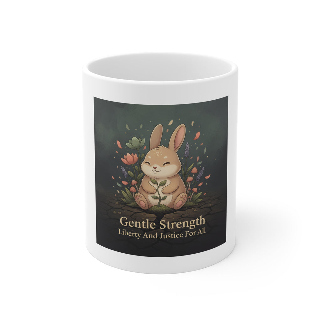 Bunny Mug 11oz – Gentle Strength Liberty and Justice for