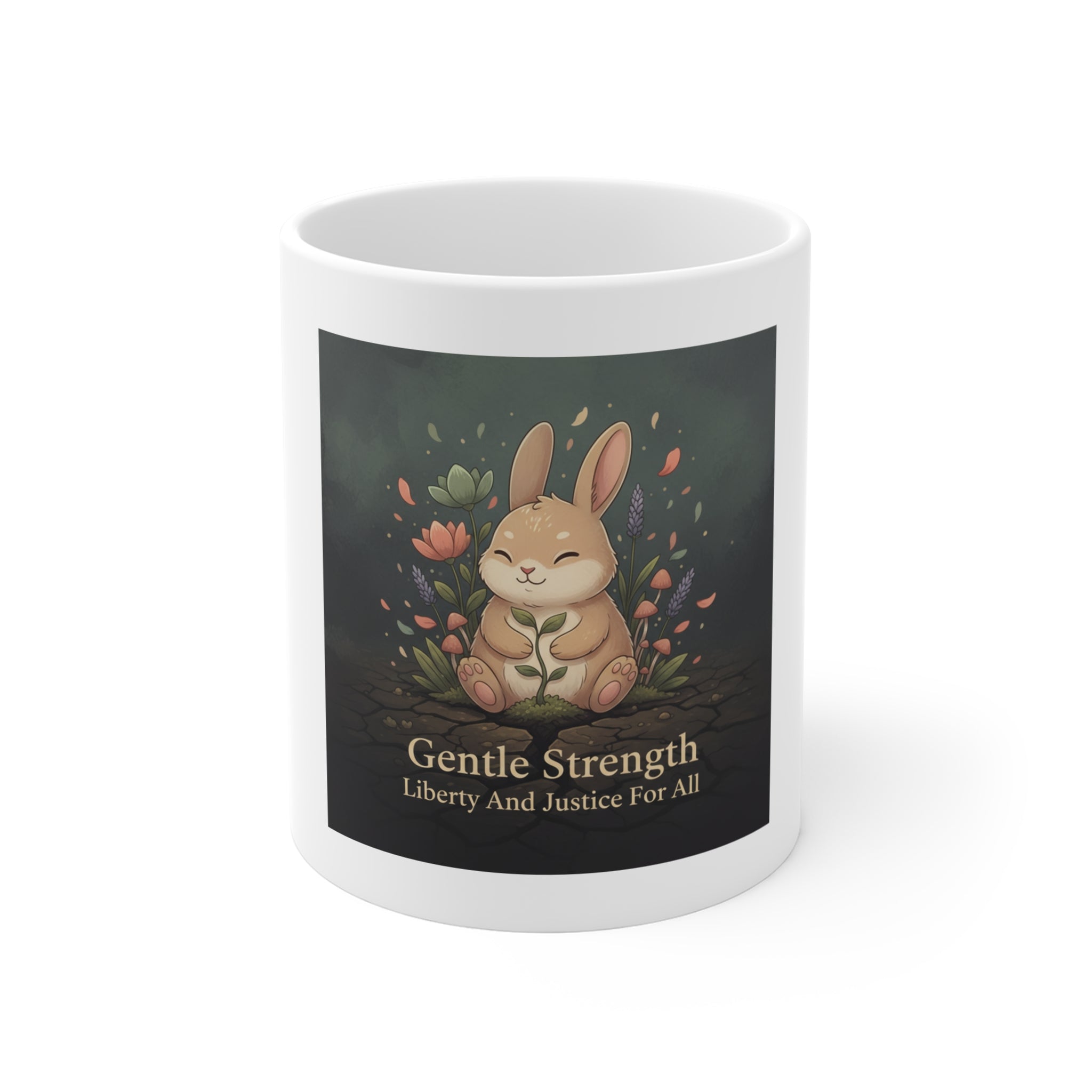 Bunny Mug 11oz – Gentle Strength Liberty and Justice for
