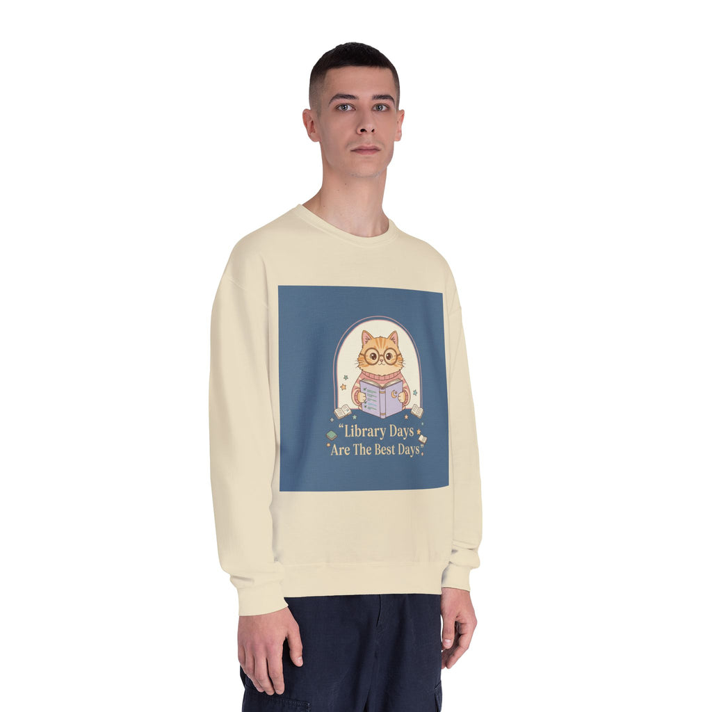 Cat Crewneck Sweatshirt – Library Days Are the Best Days