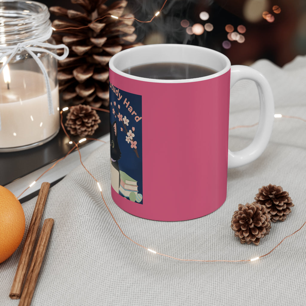Black Cat Mug 11oz – Dream Big Study Hard